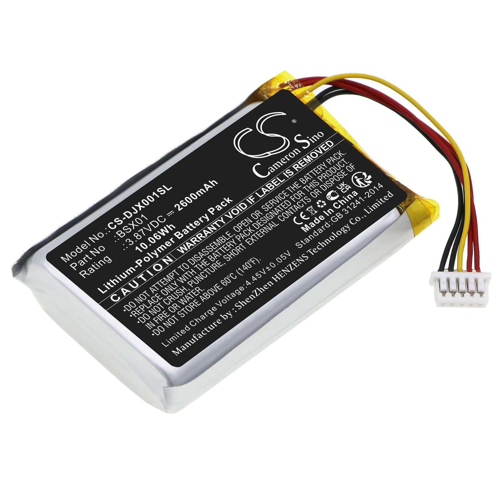 Li-Polymer, Microphone Battery fits Dji Asb01, Mic Wireless Microphone Chargi, 3.87V, 2600mAh Microphone Cameron Sino Technology Limited