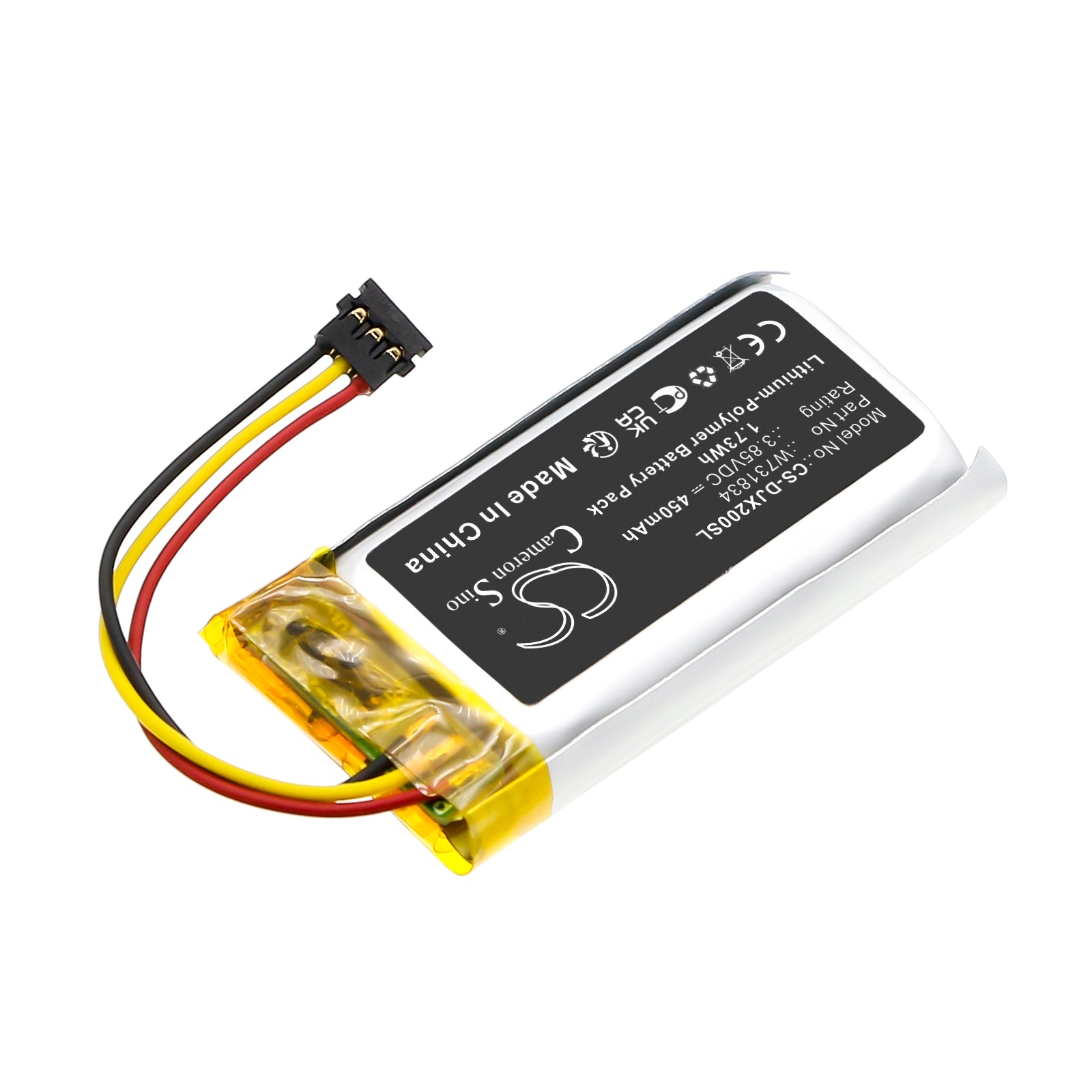 3.85V, Li-Polymer, 450mAh, Battery fits DJI MIC 2 Charging Case, 1.73Wh Microphone Cameron Sino Technology Limited