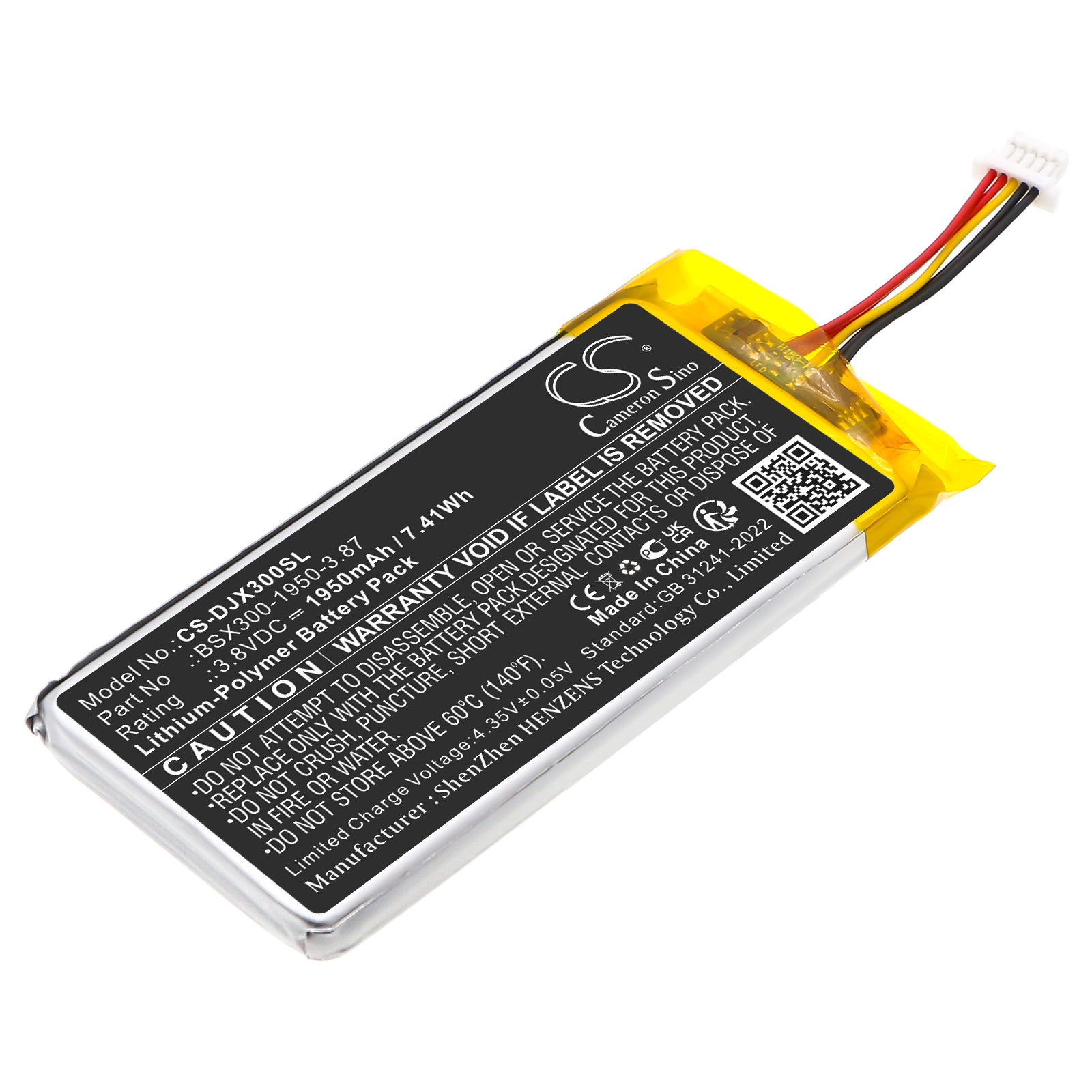 3.8V, Li-Polymer, 1950mAh, Battery fits DJI MIC Mini, 7.41Wh Microphone Cameron Sino Technology Limited