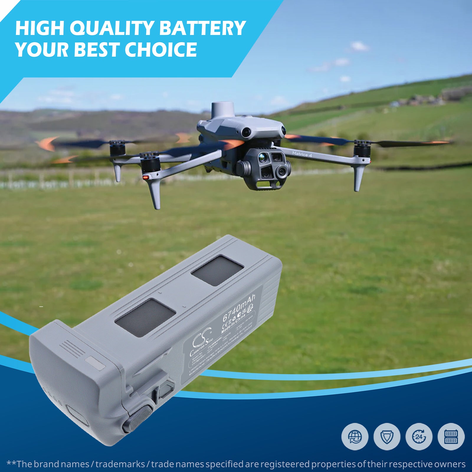 14.76V, Battery fits DJI Matrice 4, Matrice 4T, 6740mAh Drones Cameron Sino Technology Limited
