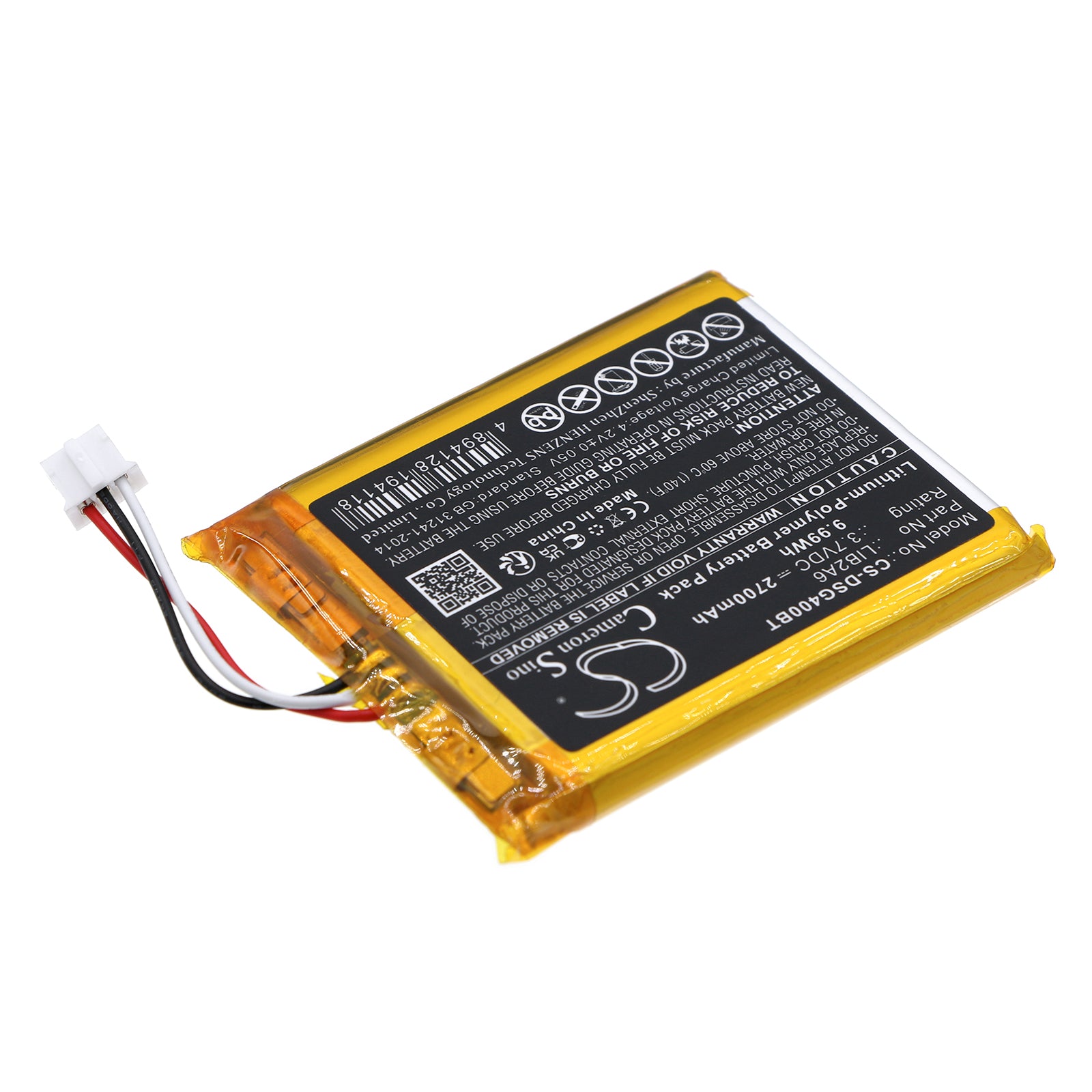 Li-Polymer, Alarm System Battery fits Dsc 3g4005, Gsm Communicators Gs4005, 3.7V, 2700mAh Alarm System Cameron Sino Technology Limited