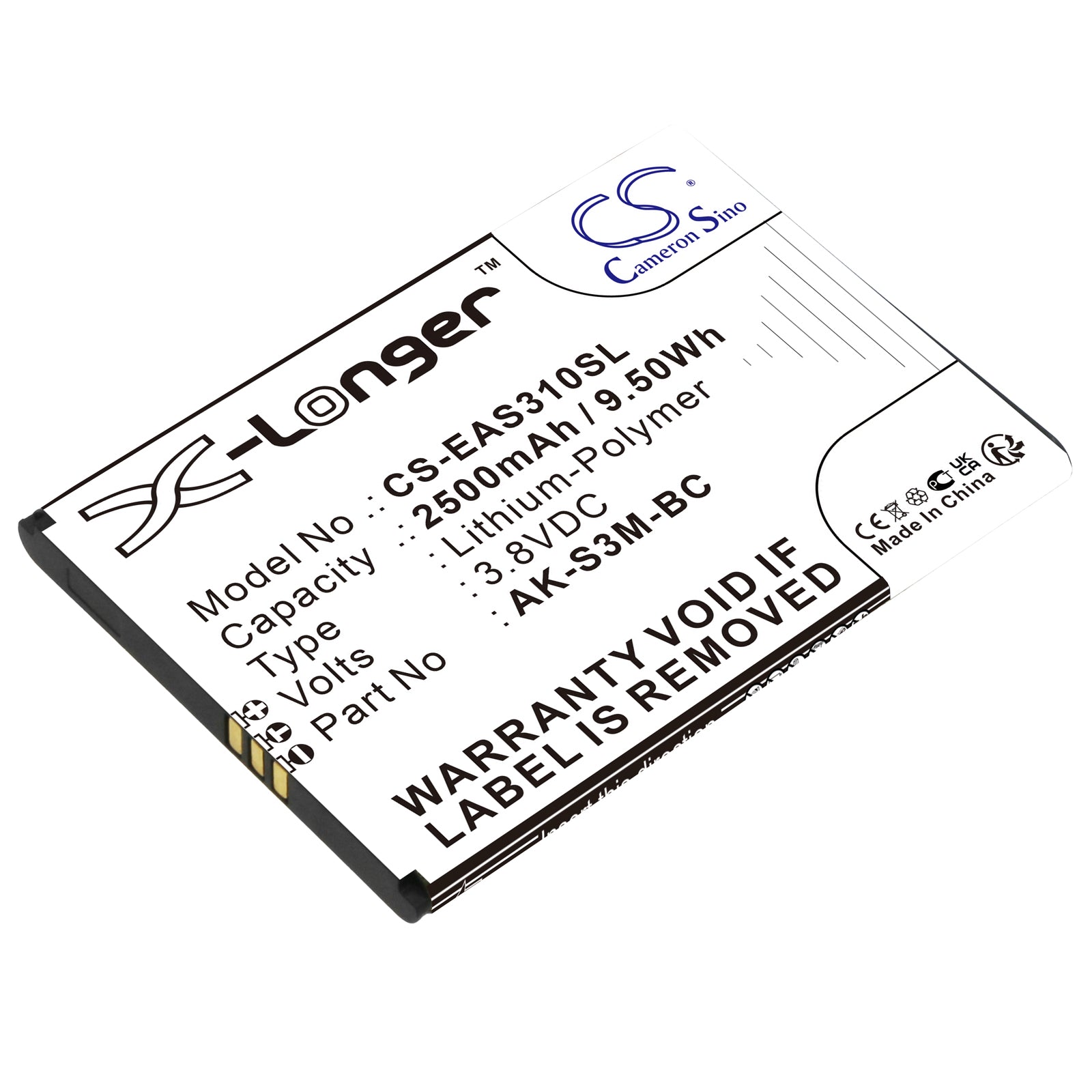 Li-Polymer, Mobile, SmartPhone Battery fits Emporia Smart 3 Mini, Smart 4, 3.8V, 2500mAh Mobile, SmartPhone Cameron Sino Technology Limited