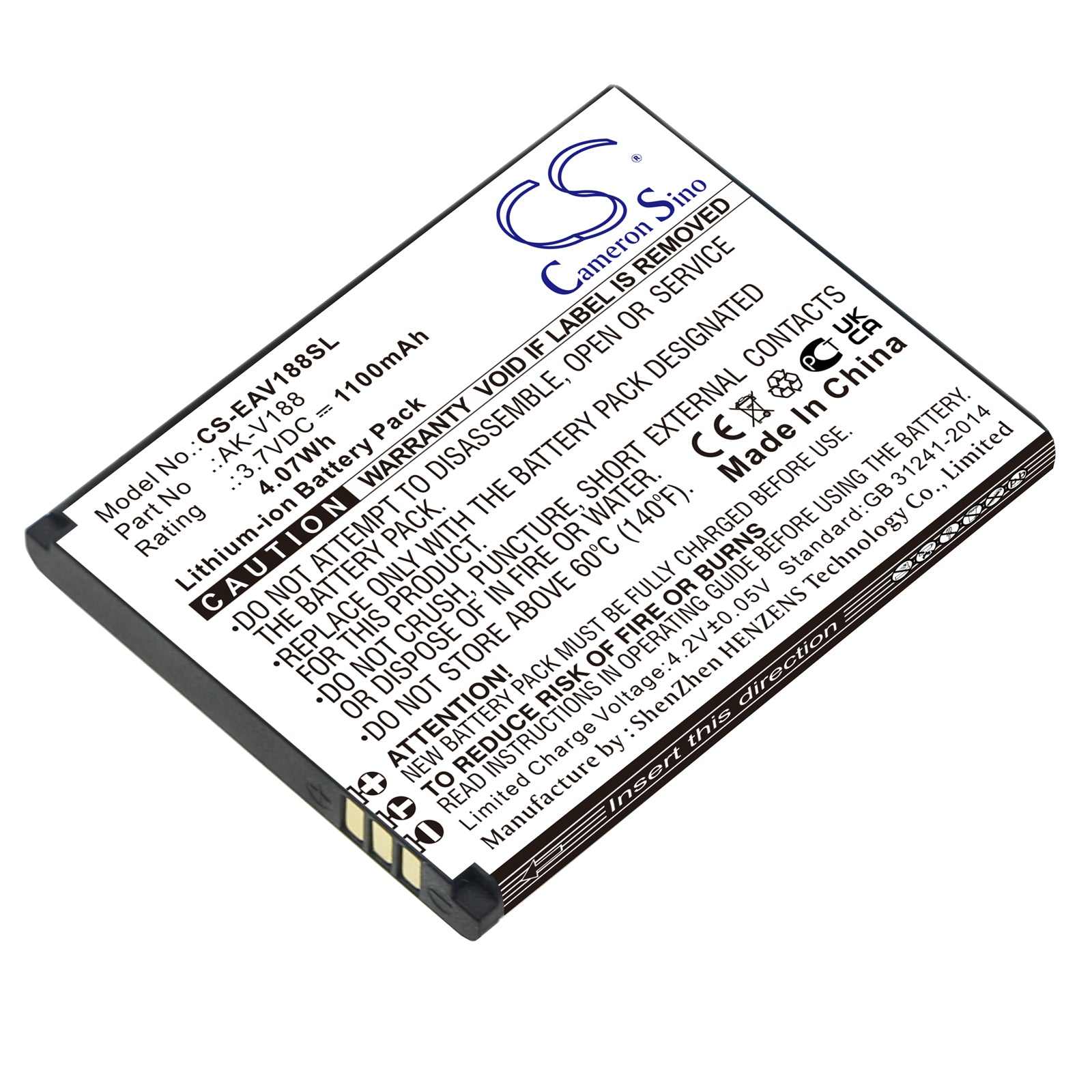 Li-ion, Mobile, SmartPhone Battery fits Emporia Touch Smart, Touch Smart 2, 3.7V, 1100mAh Mobile, SmartPhone Cameron Sino Technology Limited