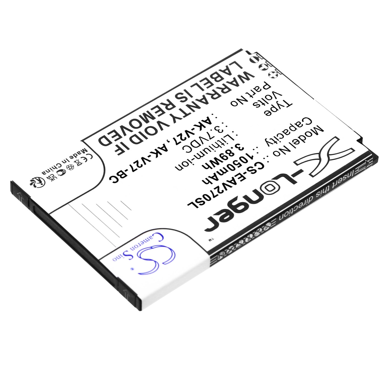 Li-ion, Mobile, SmartPhone Battery fits Emporia Simplicity, V27, 3.7V, 1050mAh Mobile, SmartPhone Cameron Sino Technology Limited