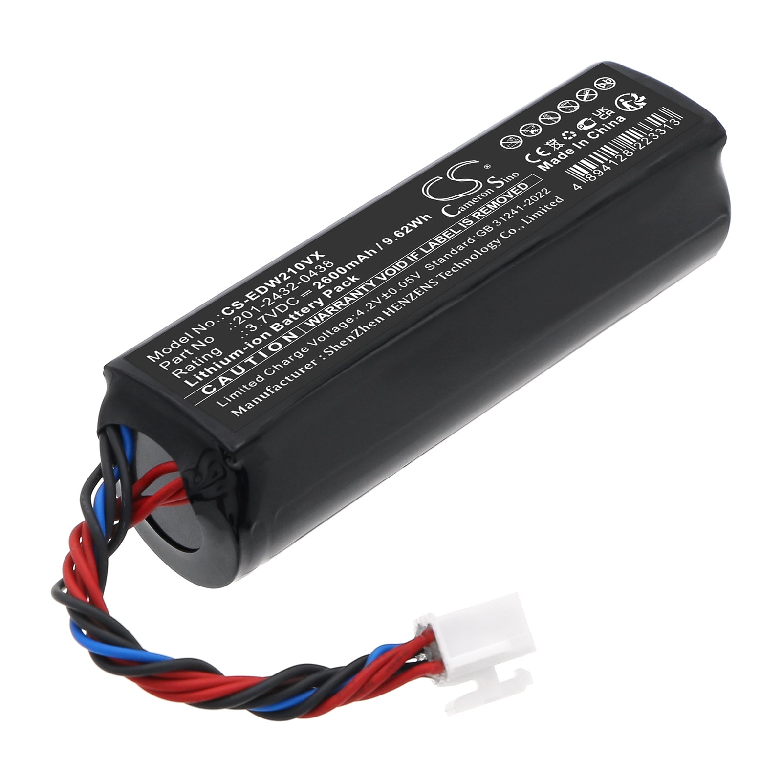 3.7V, Li-ion, 2600mAh, Battery fits Ecovacs Winbot Mini, Winbot W1S, 9.62Wh Vacuum Cameron Sino Technology Limited