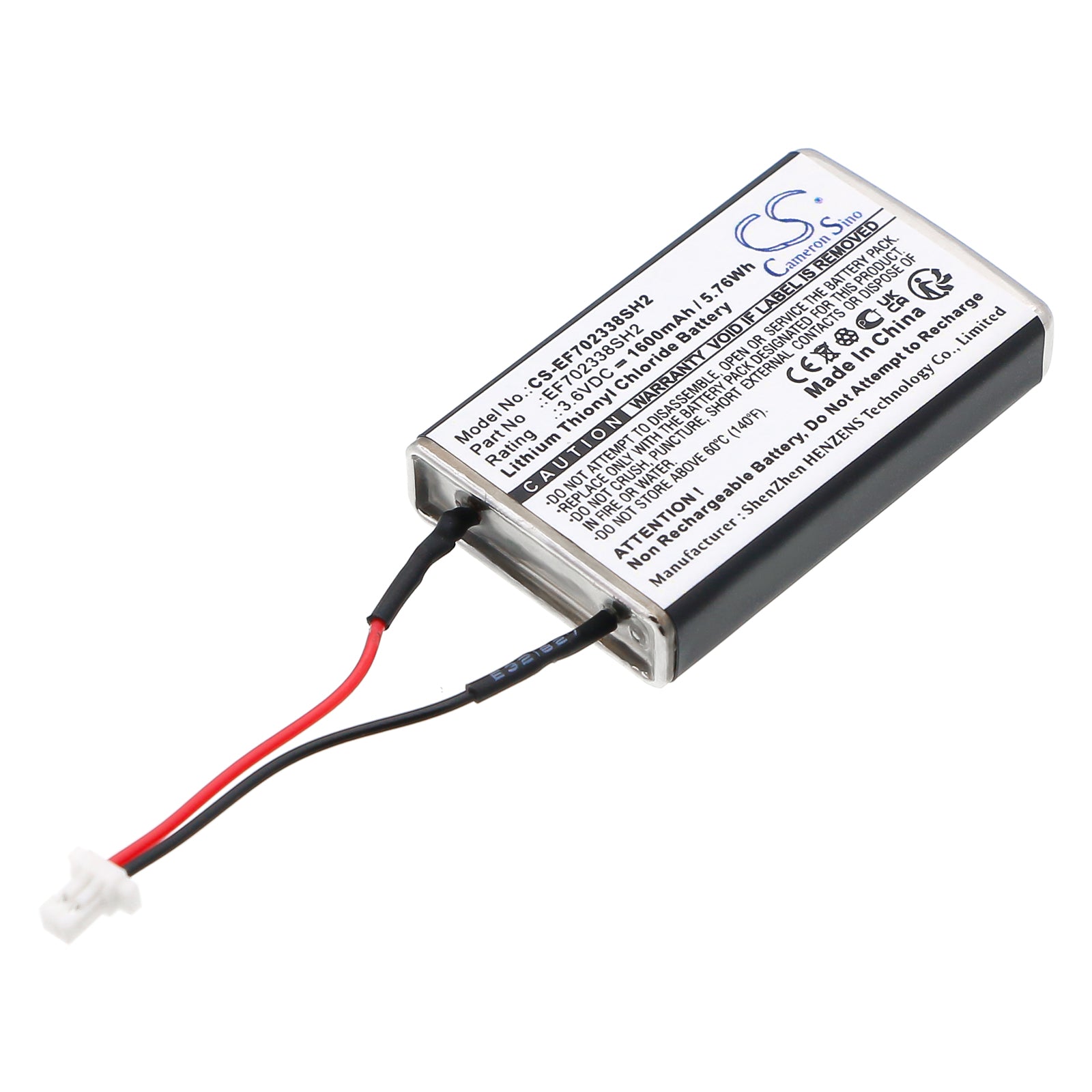 3.6V, Li-SOCl2, 1600mAh, Battery fits EF702338, 5.76Wh EF702338 Cameron Sino Technology Limited