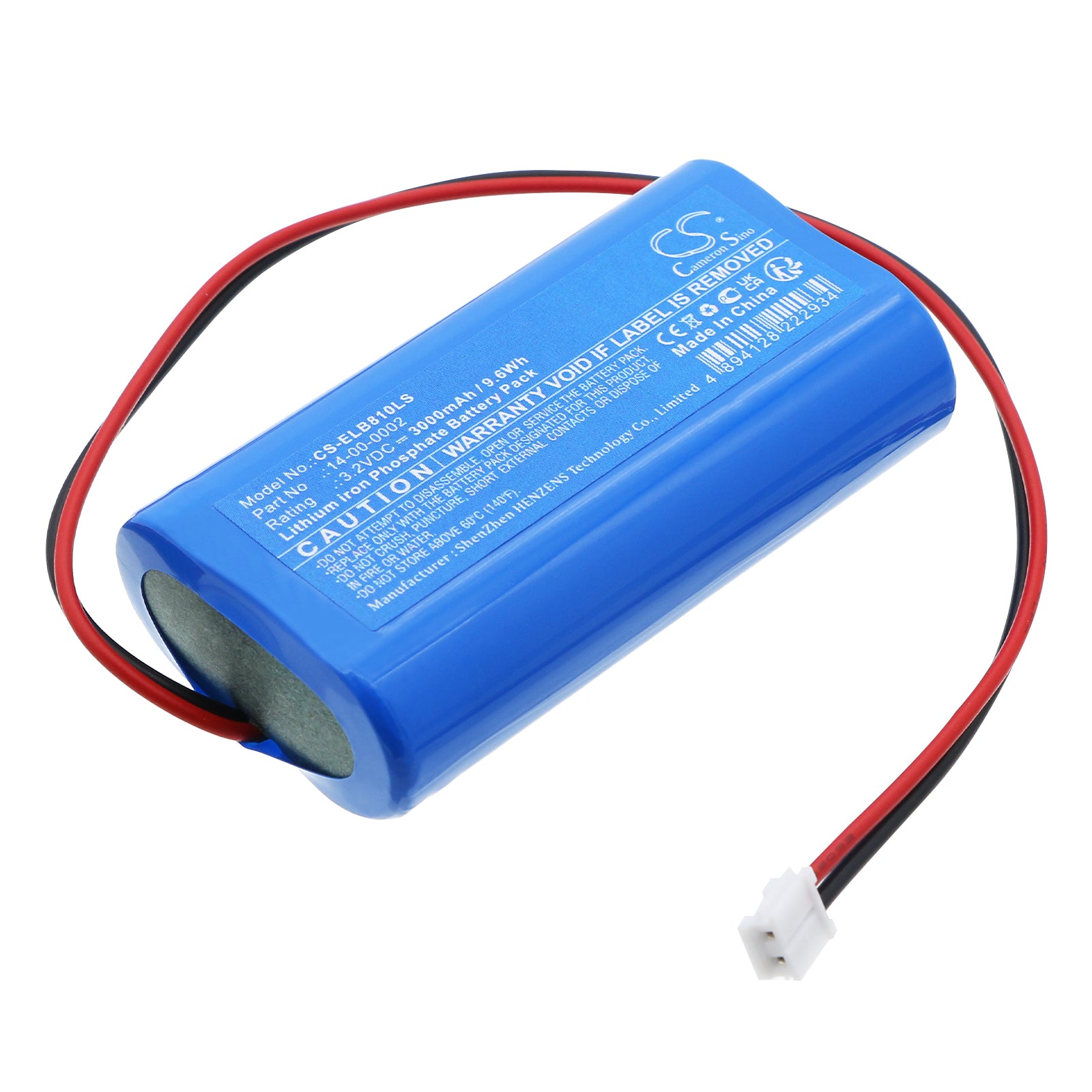3.2V, LiFePO4, 3000mAh, Battery fits EluBat 275810, 9.6Wh Emergency Lighting Cameron Sino Technology Limited