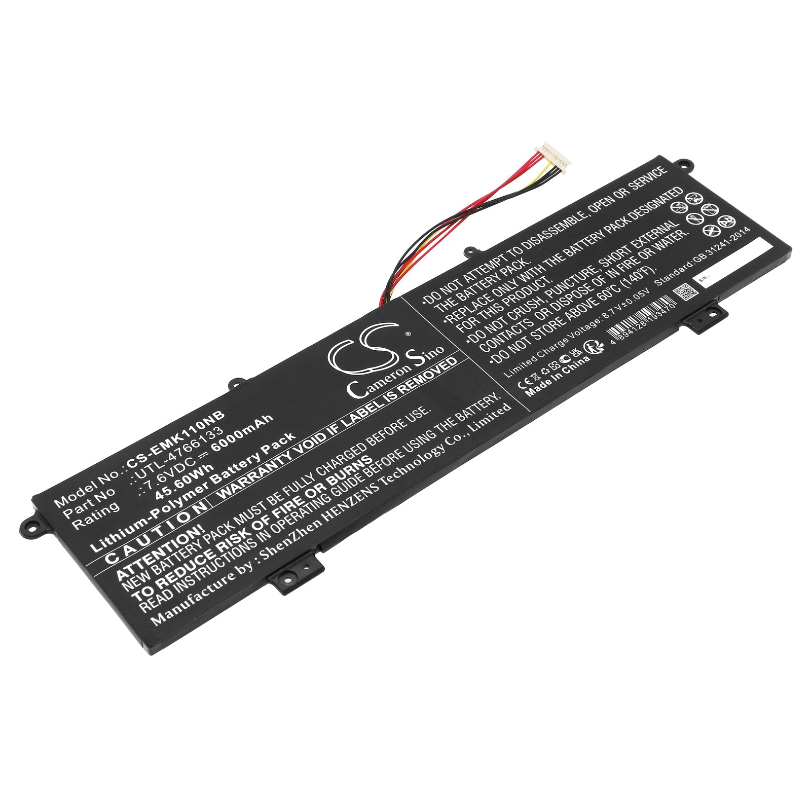 Li-Polymer, Notebook, Laptop Battery fits Onn Surf 100002434, 100003497, 7.6V, 6000mAh Notebook, Laptop Cameron Sino Technology Limited
