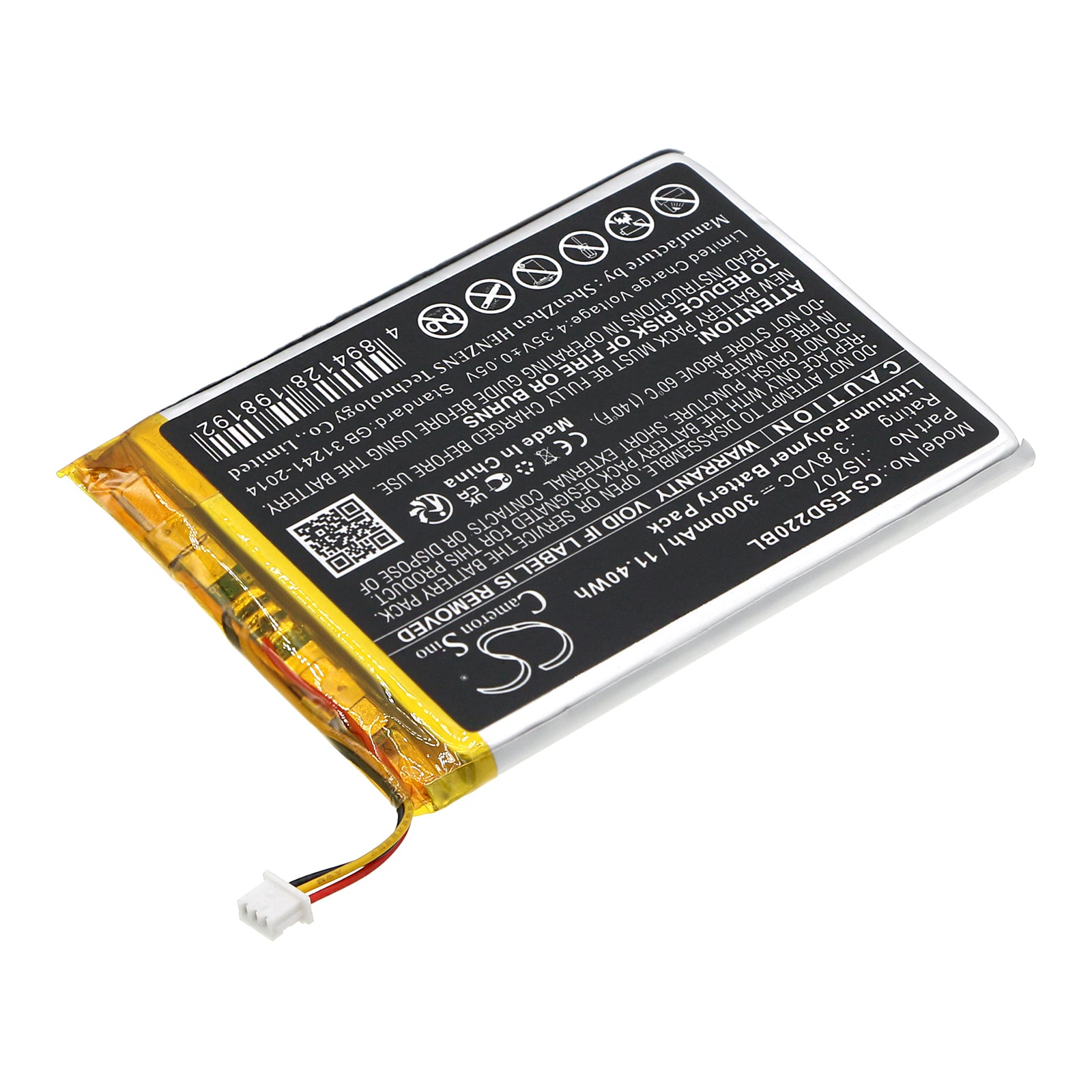 Li-Polymer, Payment Terminal Battery fits Eservice Smart D220, 3.8V, 3000mAh Payment Terminal Cameron Sino Technology Limited