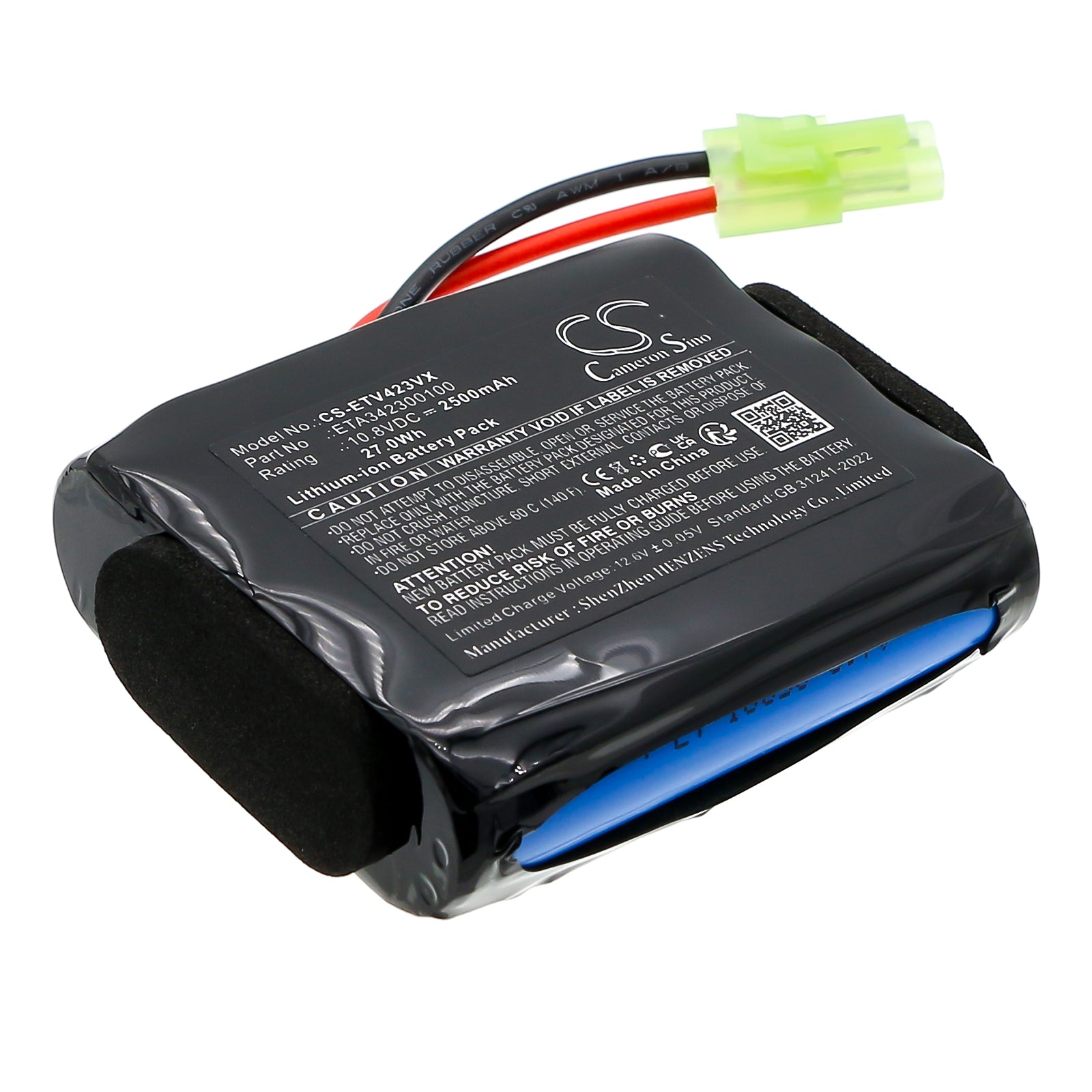 10.8V, Li-ion, 2500mAh, Battery fits ETA 3423 Verto II, ETA342390000, 27Wh Vacuum Cameron Sino Technology Limited