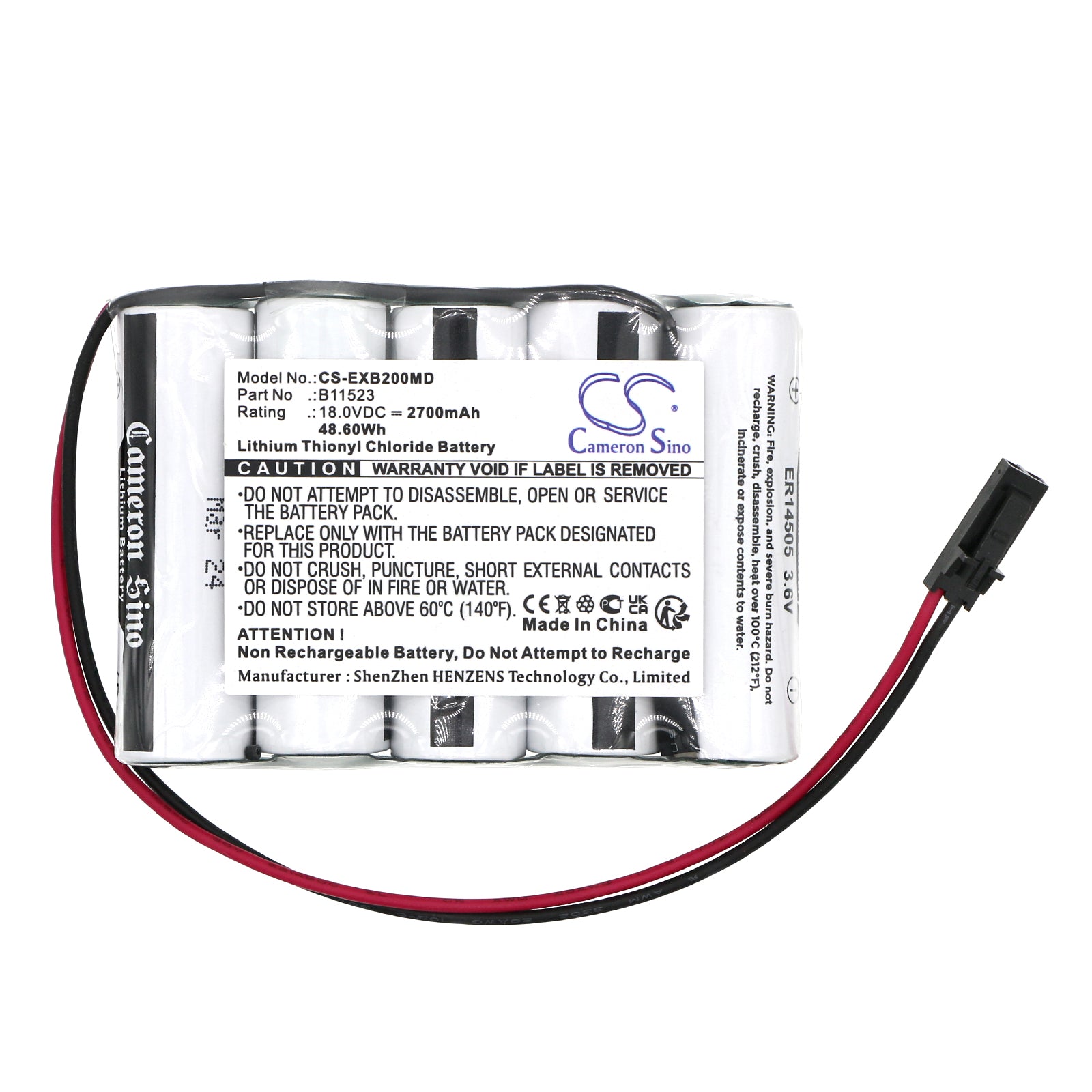Li-SOCl2, Medical Battery fits Exogen 2000+, 4000+, 18.0V, 2700mAh Medical Cameron Sino Technology Limited