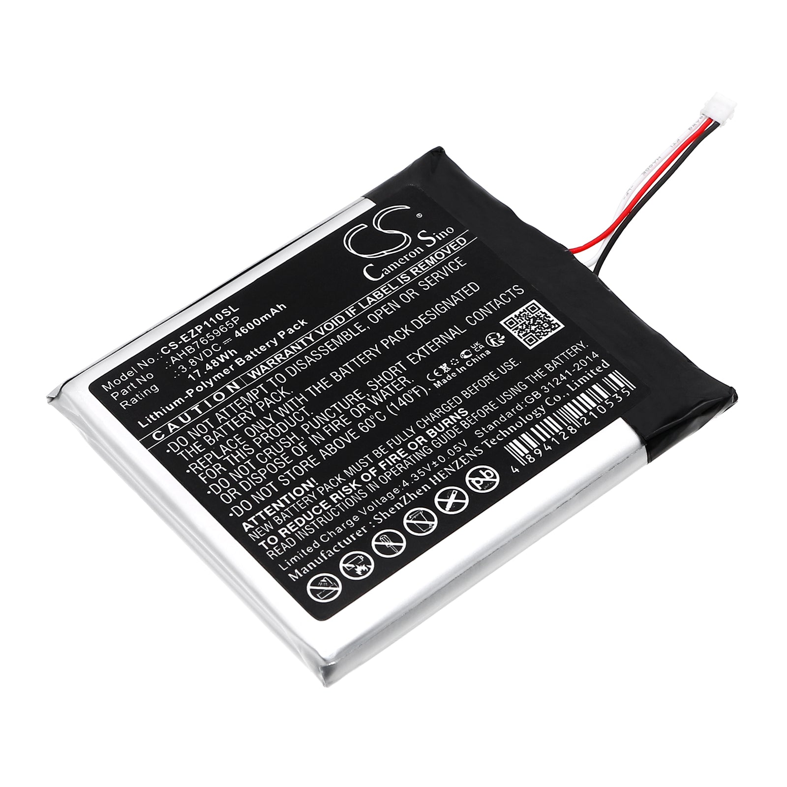 Li-Polymer, Home Security Camera Battery fits Ezviz Cs-dp1c, Cs-dp1c-4a1wpfbsr, 3.8V, 4600mAh Home Security Camera Cameron Sino Technology Limited