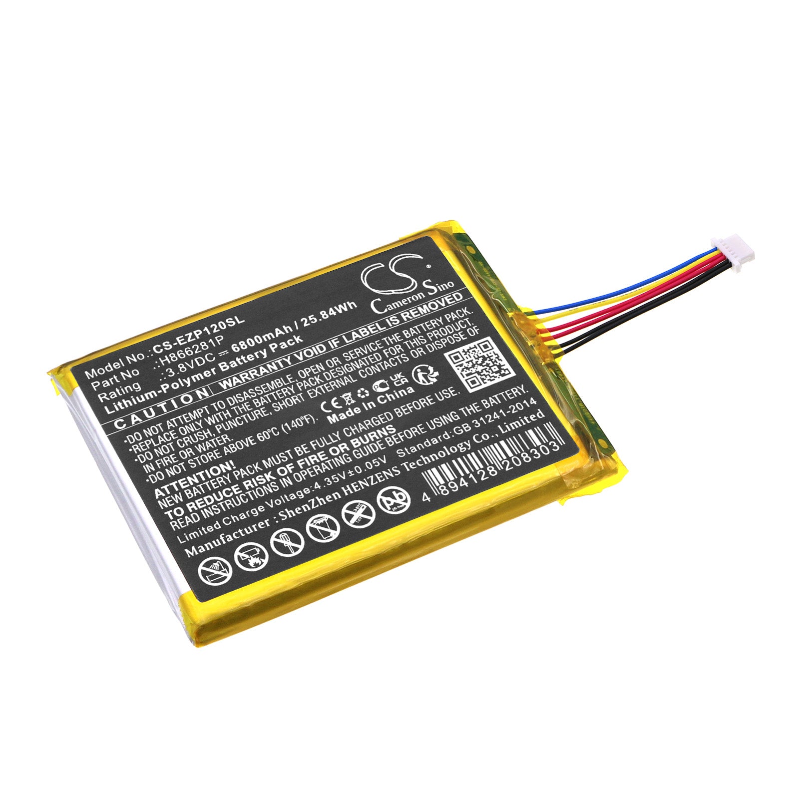 Li-Polymer, Home Security Camera Battery fits Ezviz Dp1, Dp1c, 3.8V, 6800mAh Home Security Camera Cameron Sino Technology Limited