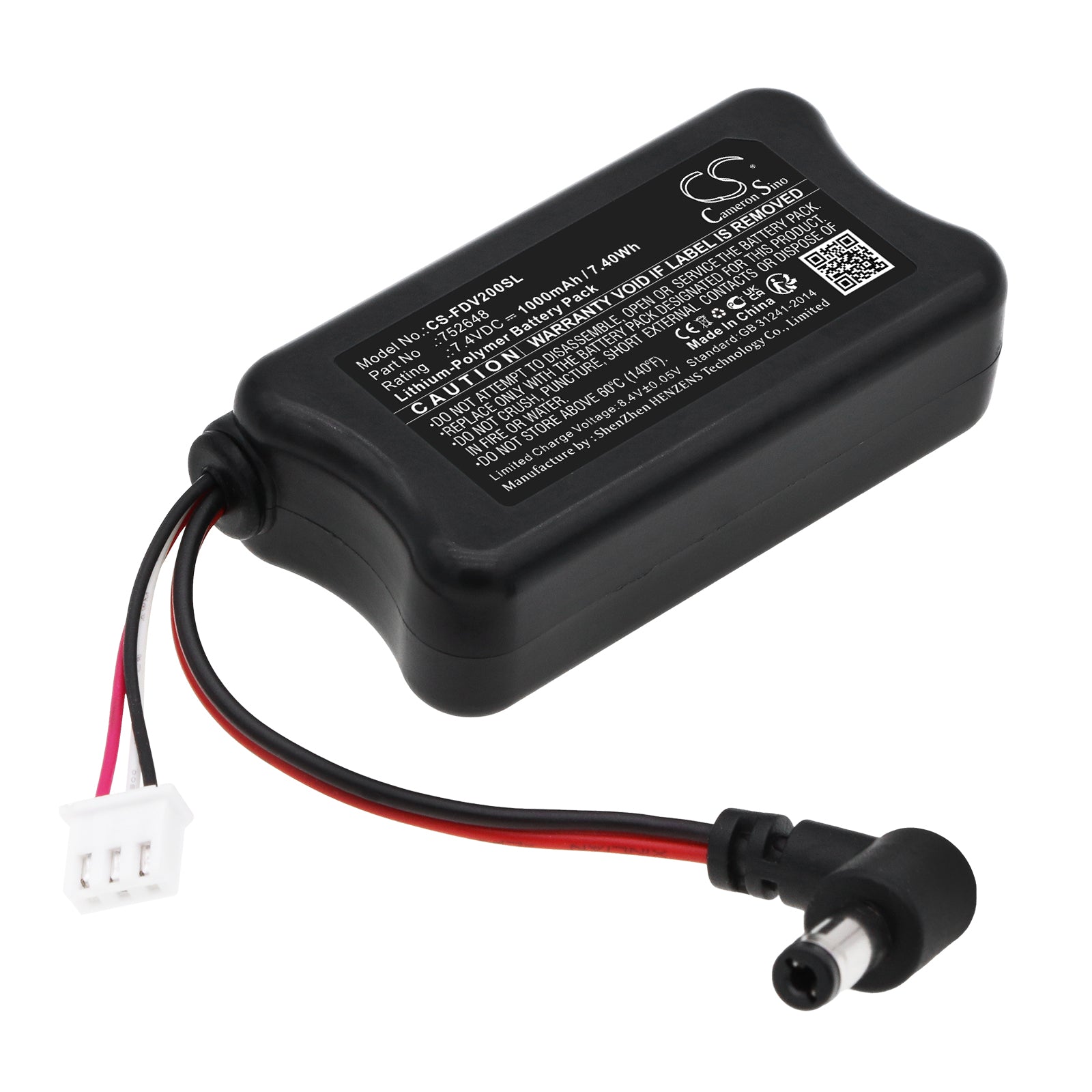 Li-Polymer, VR Battery fits Fatshark Attitude V2, Attitude V3, 7.4V, 1000mAh VR Cameron Sino Technology Limited
