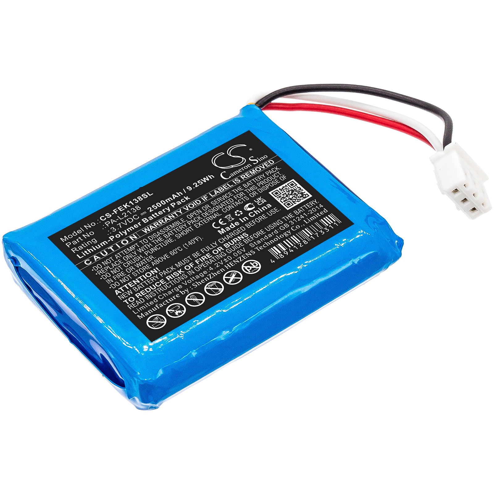 Li-Polymer, Battery Pack Battery fits Fey Elektronik Pa-l2138, 3.7V, 2500mAh Battery Pack Cameron Sino Technology Limited