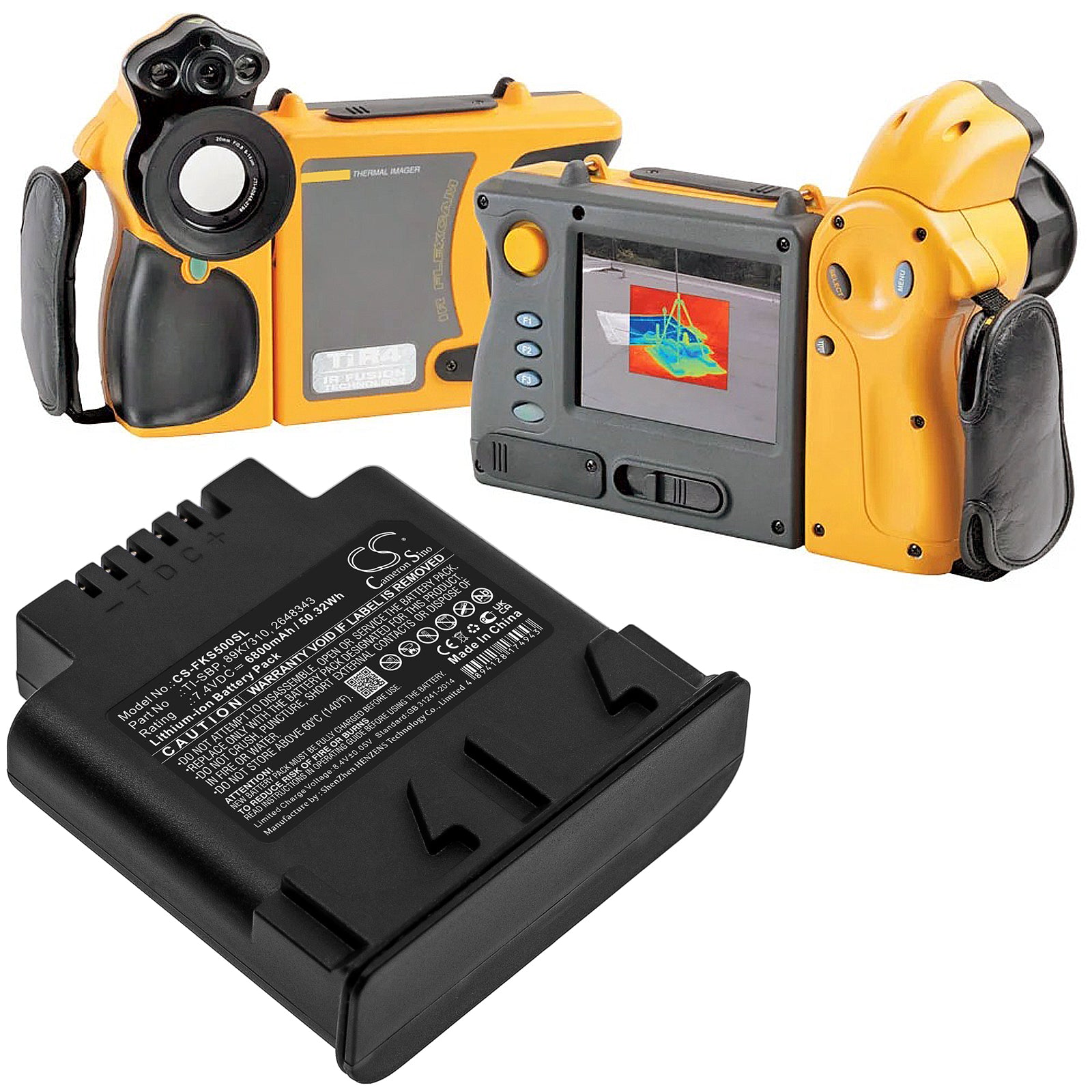 Li-ion, Thermal Camera Battery fits Fluke Ir Flexcam, Ir Smart, 7.4V, 6800mAh Thermal Camera Cameron Sino Technology Limited