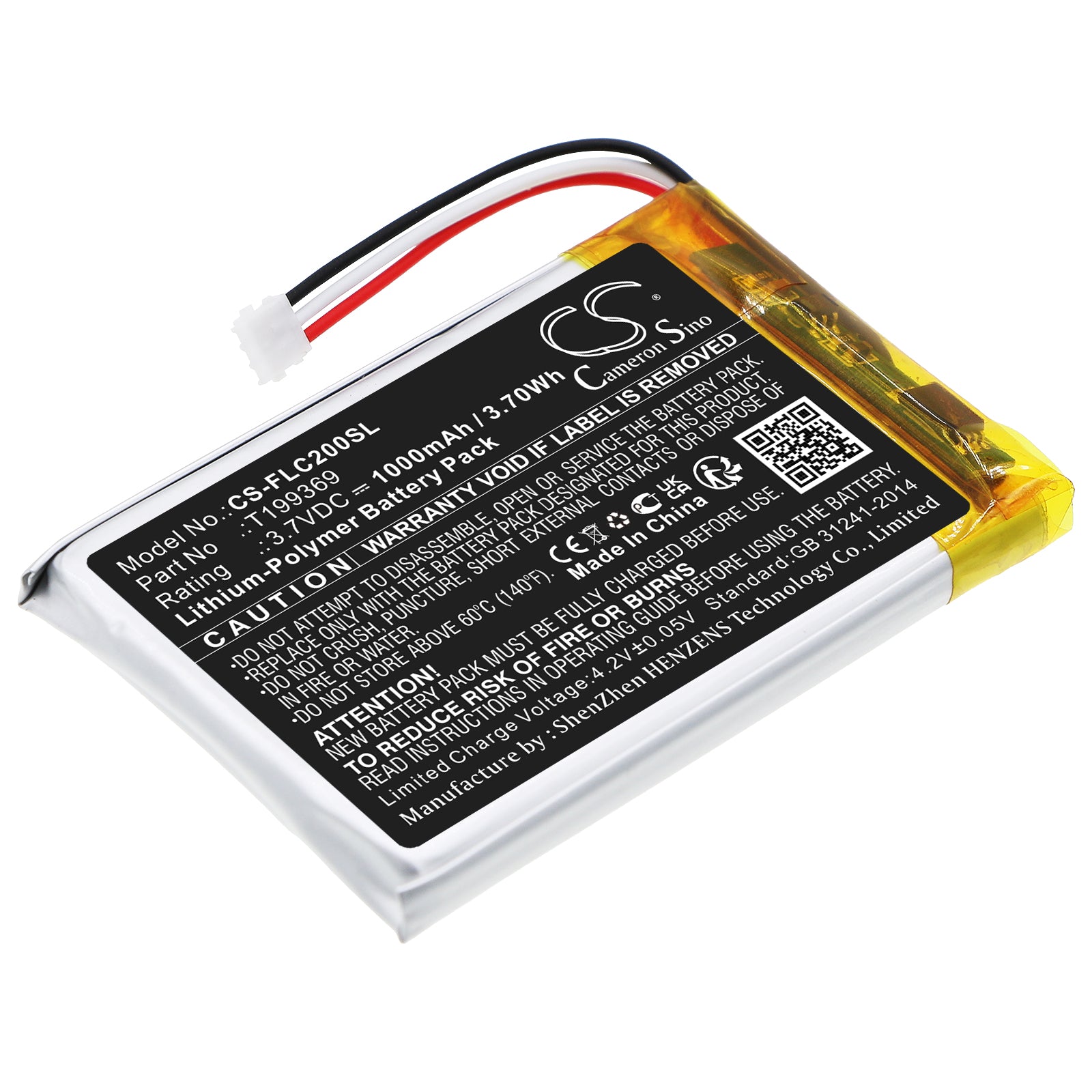 Li-Polymer, Thermal Camera Battery fits Flir C2, C3, 3.7V, 1000mAh Thermal Camera Cameron Sino Technology Limited