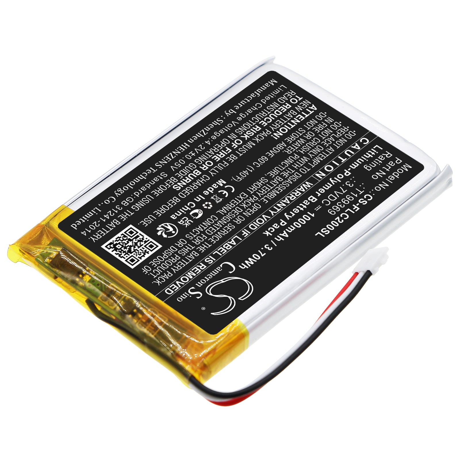 Li-Polymer, Thermal Camera Battery fits Flir C2, C3, 3.7V, 1000mAh Thermal Camera Cameron Sino Technology Limited