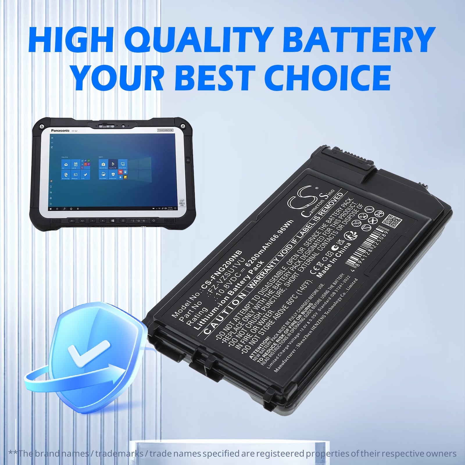 10.8V, Li-ion, 6200mAh, Battery fits Panasonic FZ-G2D, FZ-G2E, 66.96Wh Notebook, Laptop Cameron Sino Technology Limited