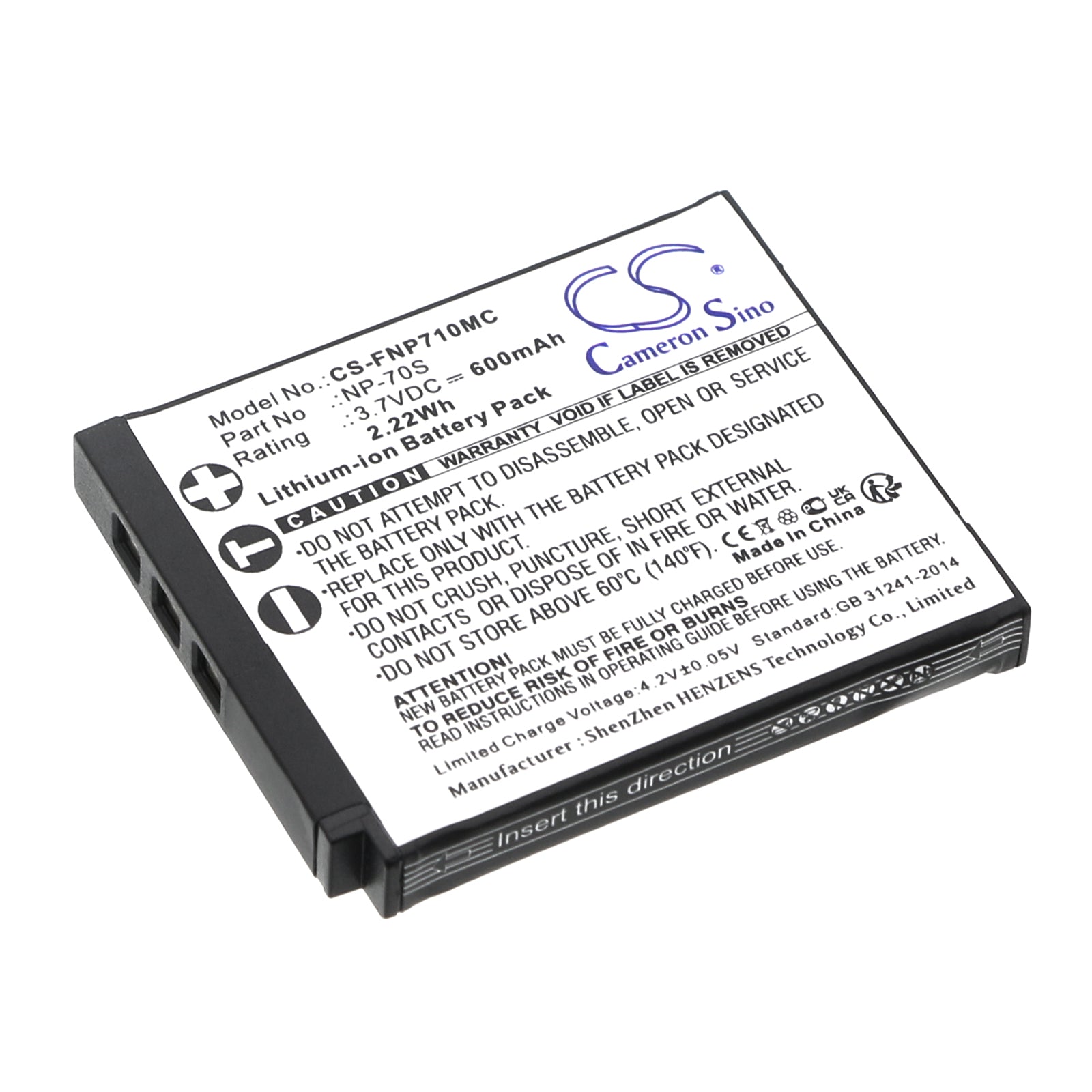 Li-ion, Camera Battery fits Fujifilm Instax Mini 99, 3.7V, 600mAh Camera Cameron Sino Technology Limited