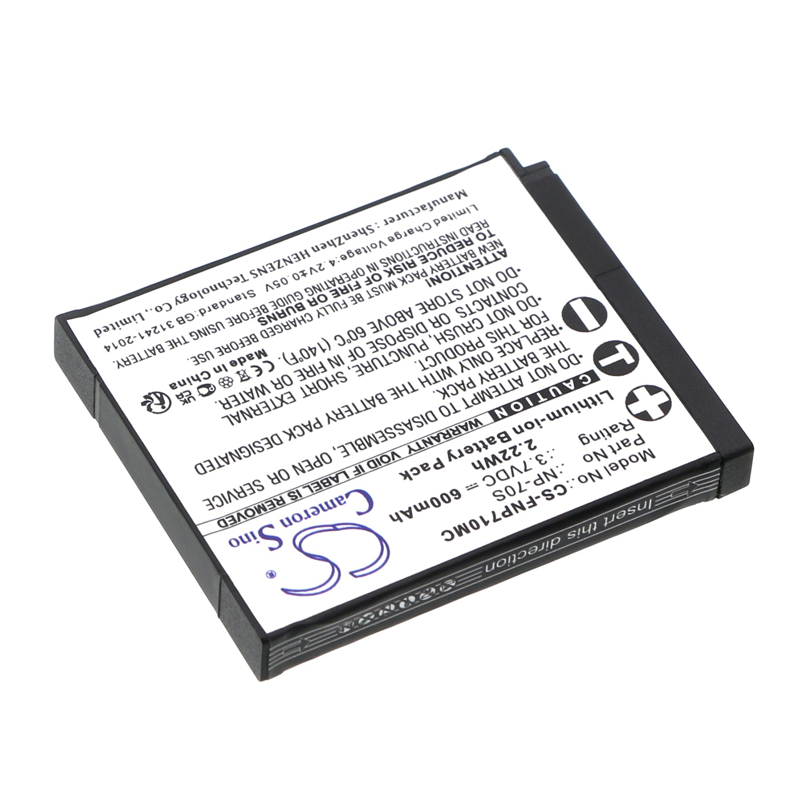 Li-ion, Camera Battery fits Fujifilm Instax Mini 99, 3.7V, 600mAh Camera Cameron Sino Technology Limited