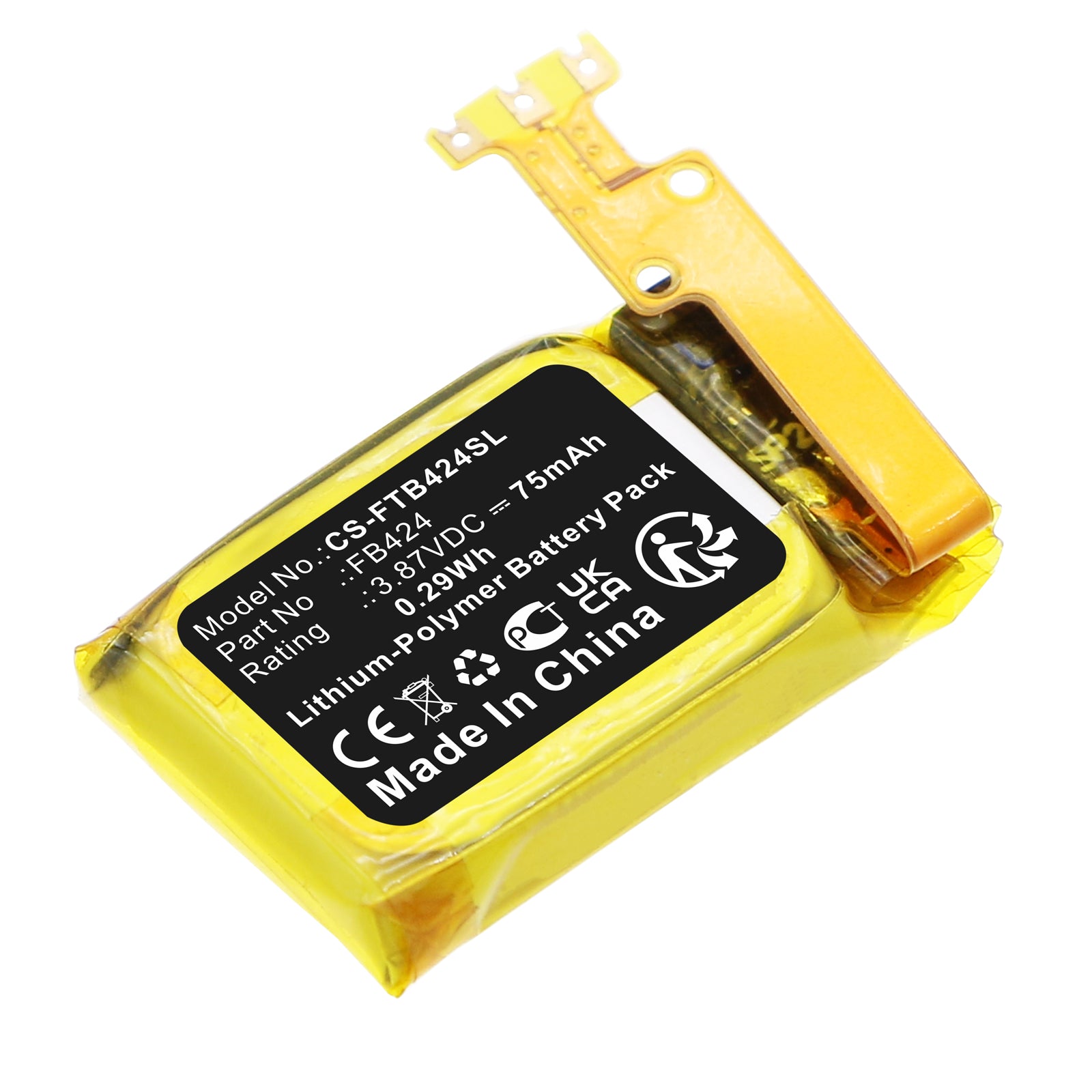 3.87V, Li-Polymer, 75mAh, Battery fits FitBit inspire 3, 0.29Wh Smartwatch Cameron Sino Technology Limited