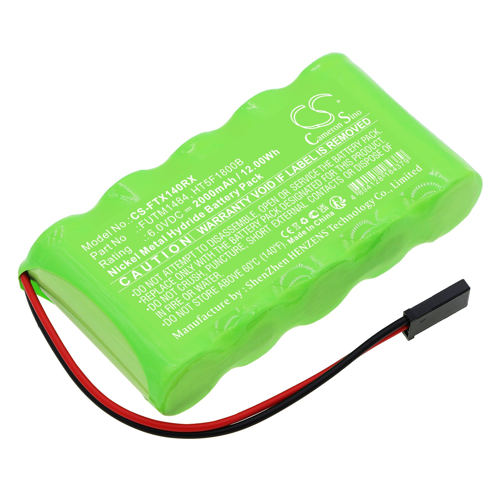 Ni-MH, Remote Controller Battery fits Futaba Transmitter 10j, Transmitter 14sg, 6.0V, 2000mAh Remote Controller Cameron Sino Technology Limited
