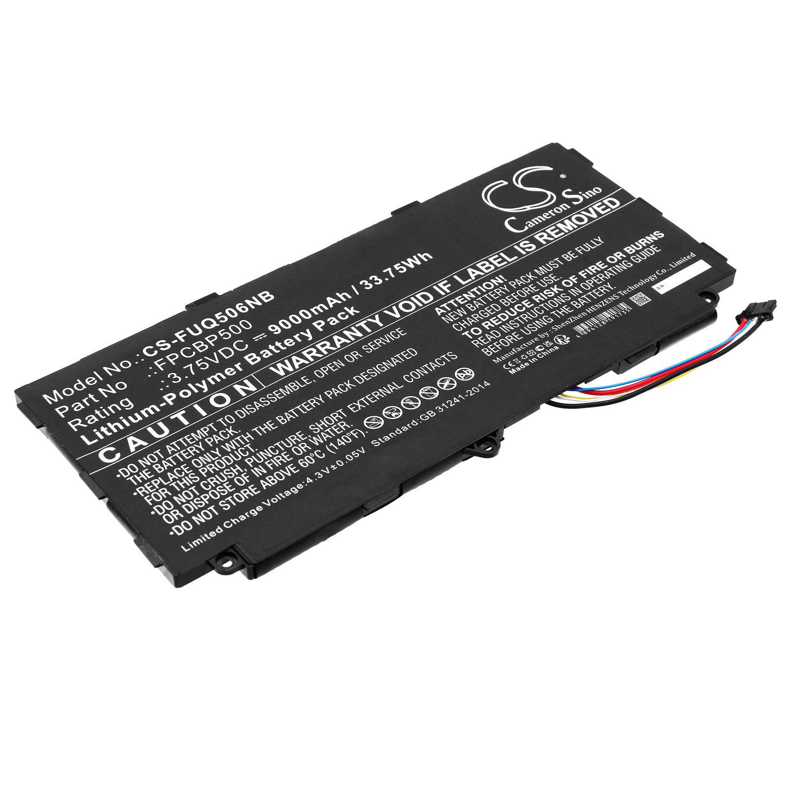 Li-Polymer, Notebook, Laptop Battery fits Fujitsu Arrows Tab Q506, Arrows Tab Q507, 3.75V, 9000mAh Notebook, Laptop Cameron Sino Technology Limited