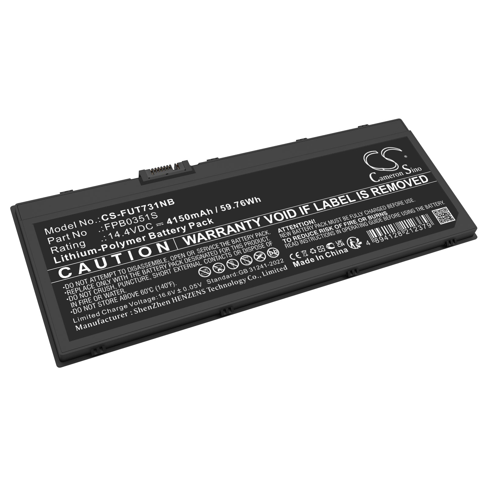 14.4V, Li-Polymer, 4150mAh, Battery fits Fujitsu LIFEBOOK U7311, LifeBook U7310, 59.76Wh Notebook, Laptop Cameron Sino Technology Limited