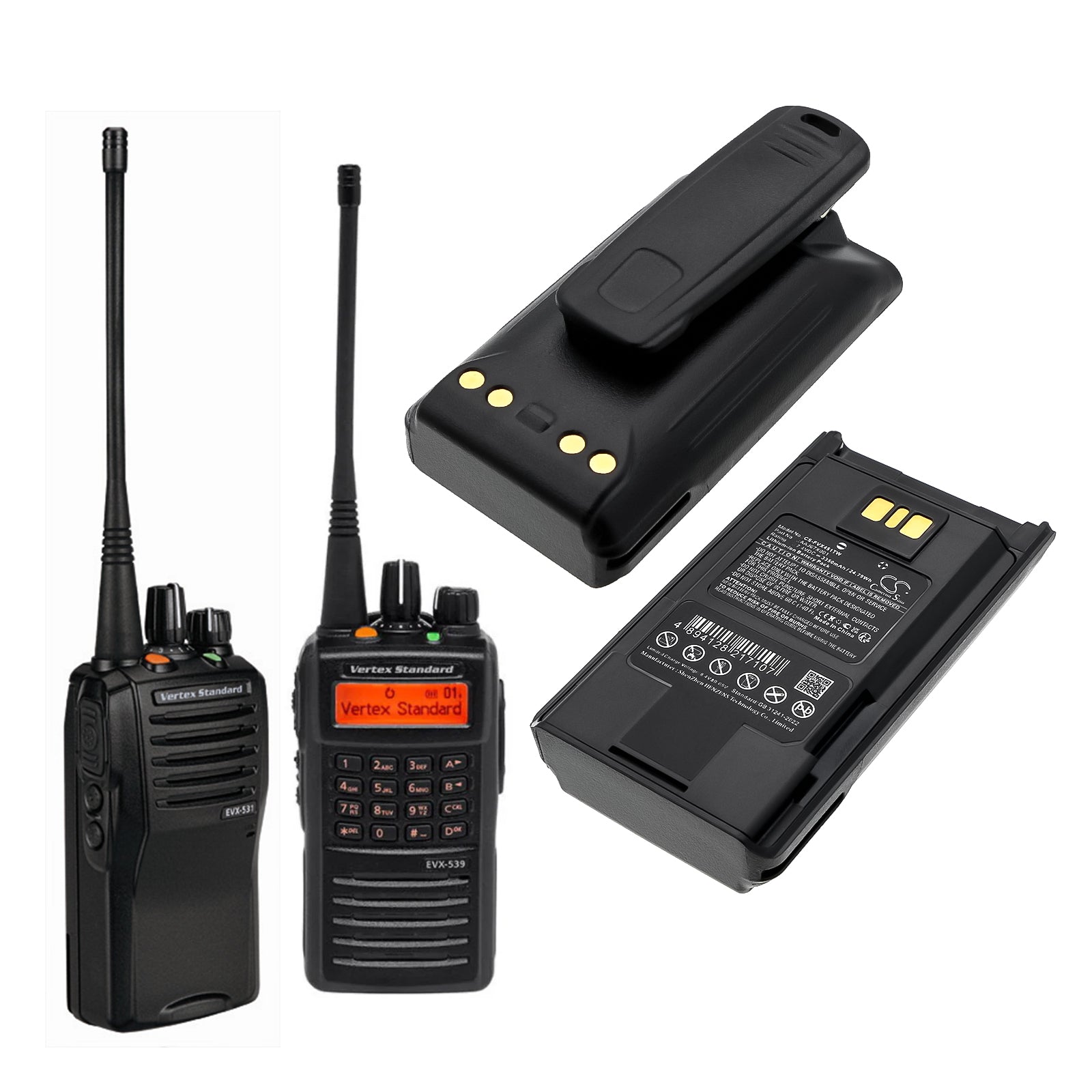 7.4V, Li-ion, 3350mAh, Battery fits Vertex Standard EVX-231, EVX-261, 24.79Wh Two-Way Radio Cameron Sino Technology Limited