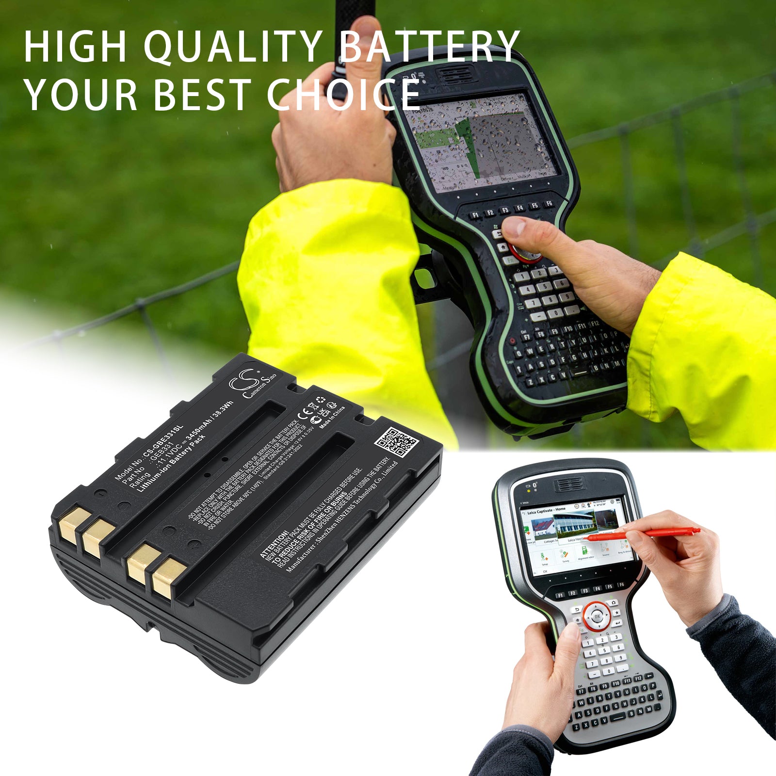 11.1V, Li-ion, 3450mAh, Battery fits Leica CS20, CS20 Controller, 38.3Wh Equipment, Survey, Test Cameron Sino Technology Limited