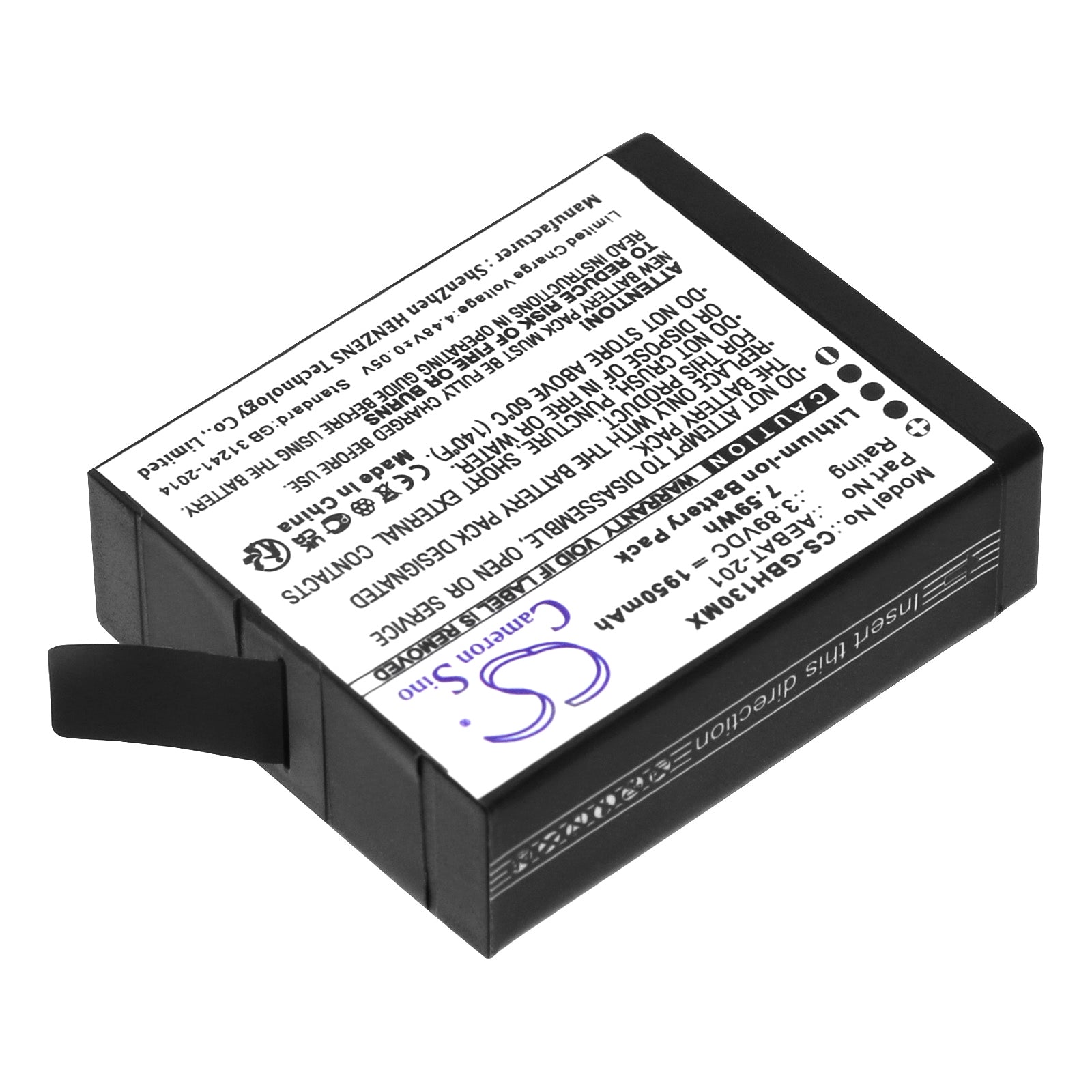 Li-ion, Camera Battery fits Gopro Hero 13, 3.89V, 1950mAh Camera Cameron Sino Technology Limited