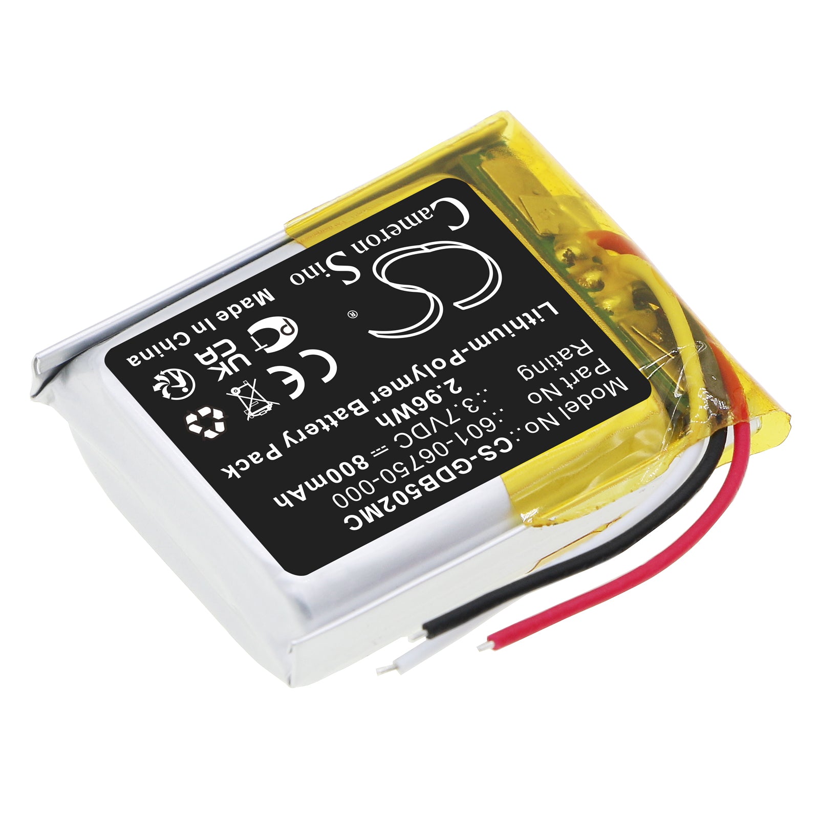 Li-Polymer, Camera Battery fits Gopro Chdhs-101, Chdhs-501, 3.7V, 800mAh Camera Cameron Sino Technology Limited