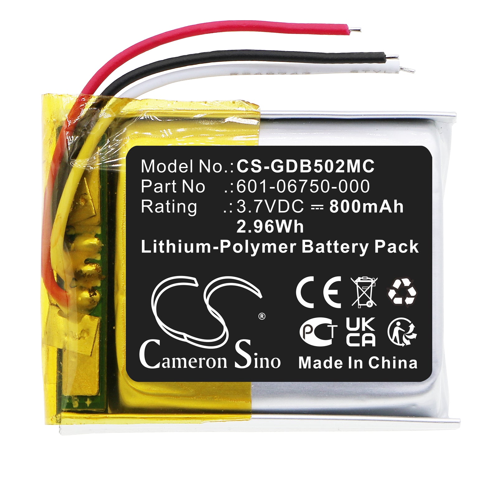 Li-Polymer, Camera Battery fits Gopro Chdhs-101, Chdhs-501, 3.7V, 800mAh Camera Cameron Sino Technology Limited