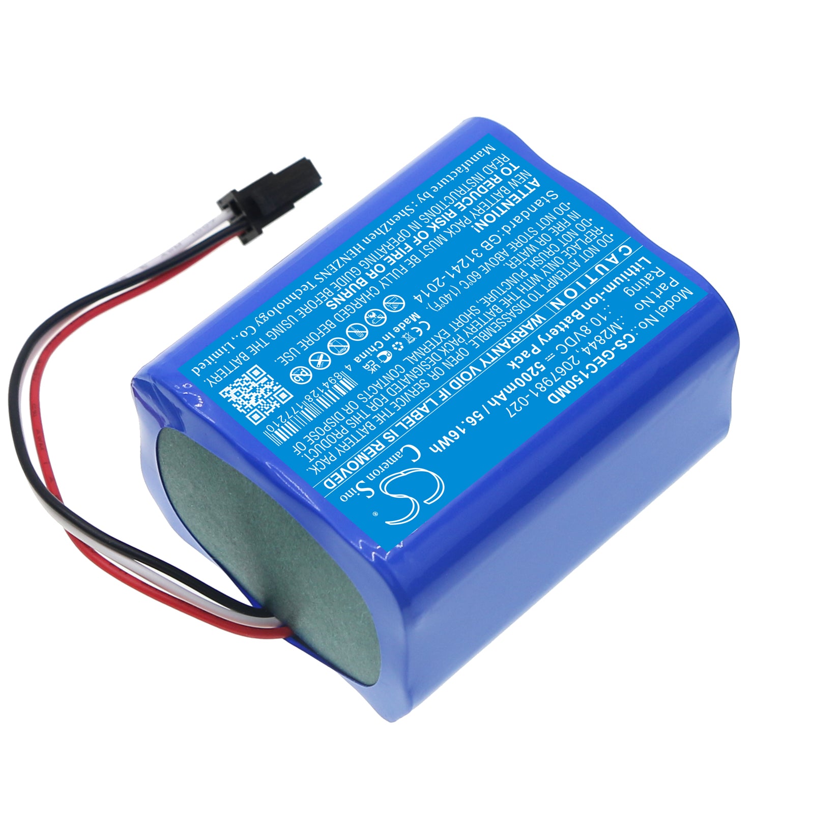 Li-ion, Medical Battery fits Ge Carescape Vc150 Vital Sign Mon, Moniteur Carescape Dinamap Vc1, 10.8V, 5200mAh Medical Cameron Sino Technology Limited