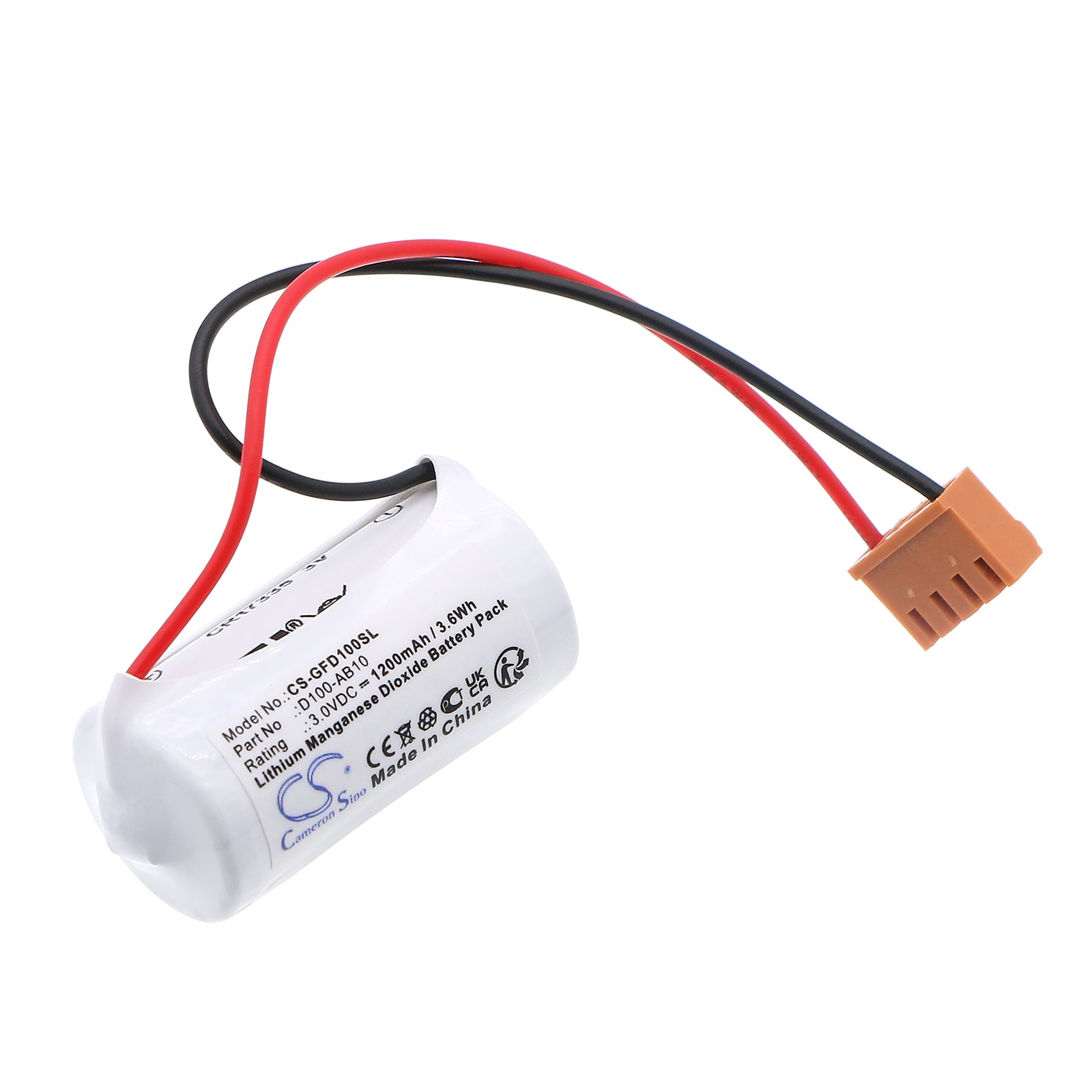 3V, Li-MnO2, 1200mAh, Battery fits GE Fanuc D100, D100 programmable logic controllers, 3.6Wh PLC Cameron Sino Technology Limited