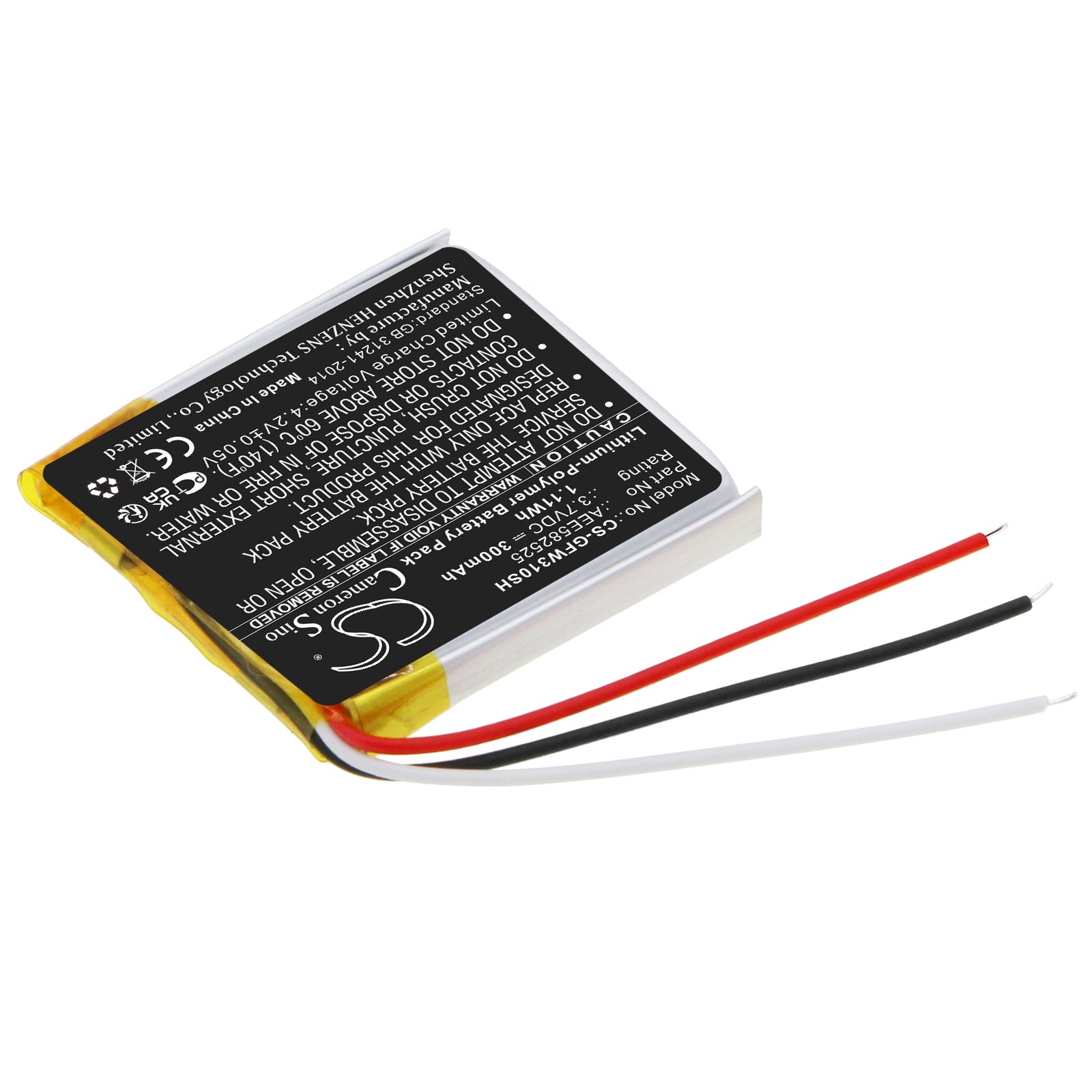 Li-Polymer, Smartwatch Battery fits Golf Buddy Wtx, Wtx+, 3.7V, 300mAh Smartwatch Cameron Sino Technology Limited