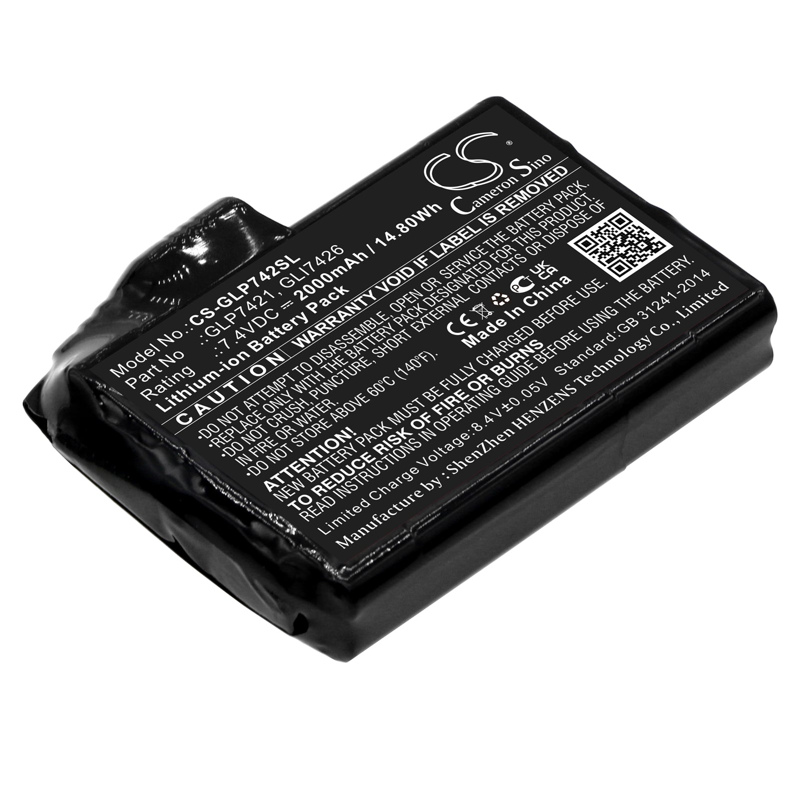 Li-ion, Heated Clothes Battery fits Glovii Gj1, Gj1c, 7.4V, 2000mAh Heated Clothes Cameron Sino Technology Limited