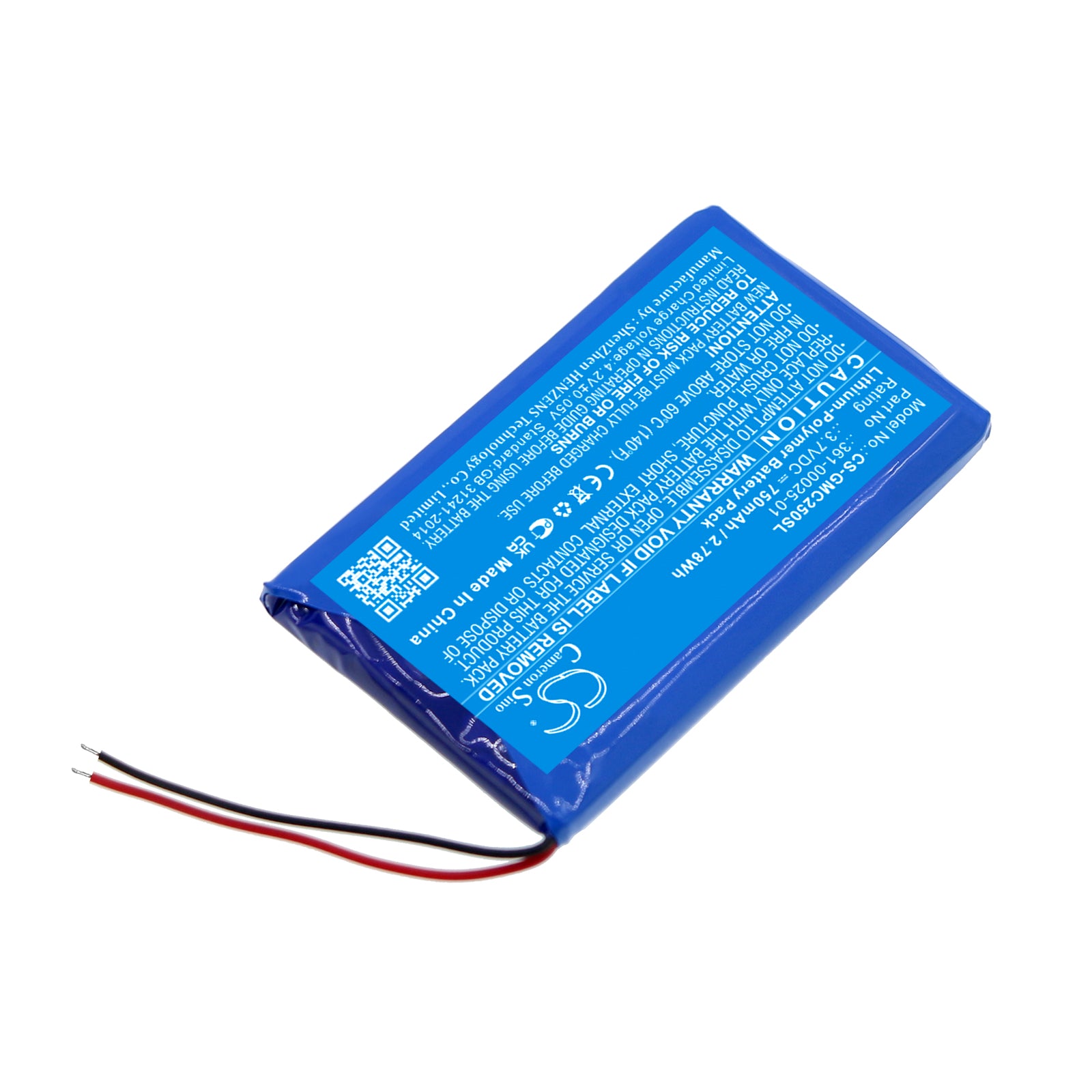 Li-Polymer, Dashcam Battery fits Garmin Dashcam 25, 3.7V, 750mAh Dashcam Cameron Sino Technology Limited