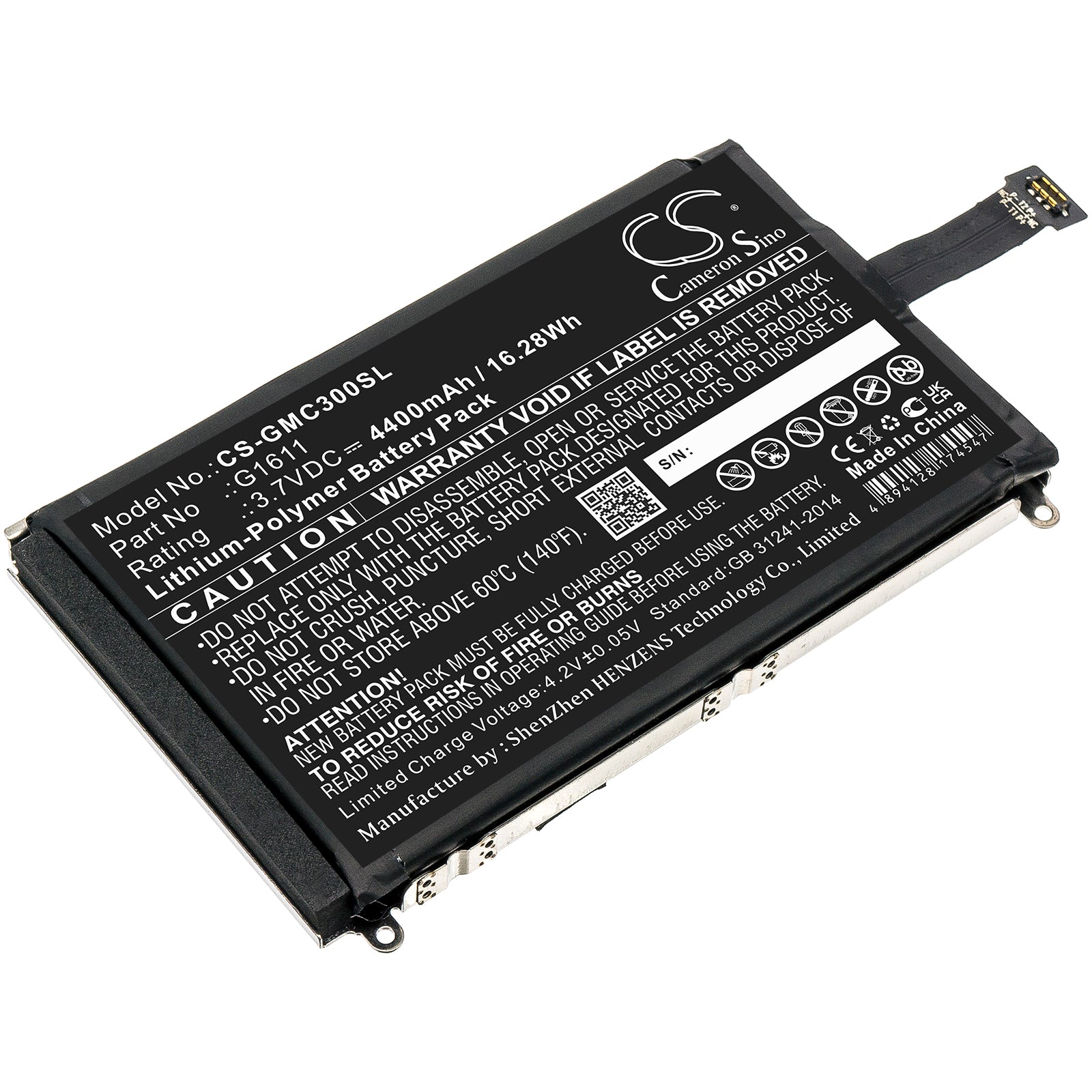 Li-Polymer, Hotspot Battery fits Glocalme G1611, G3, 3.7V, 4400mAh Hotspot Cameron Sino Technology Limited