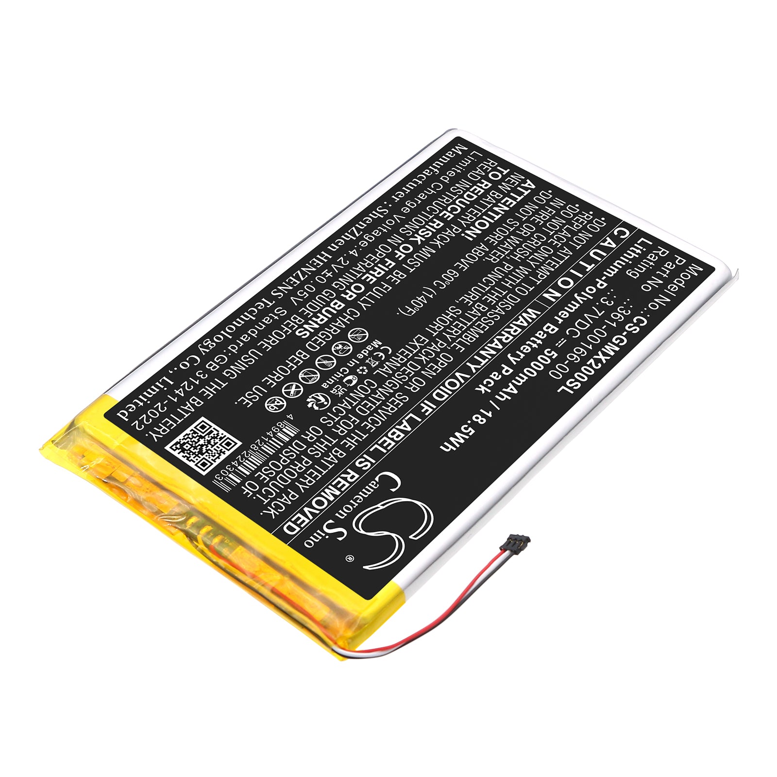3.7V, Li-Polymer, 5000mAh, Battery fits Garmin Zumo XT2, 18.5Wh GPS, Navigator Cameron Sino Technology Limited