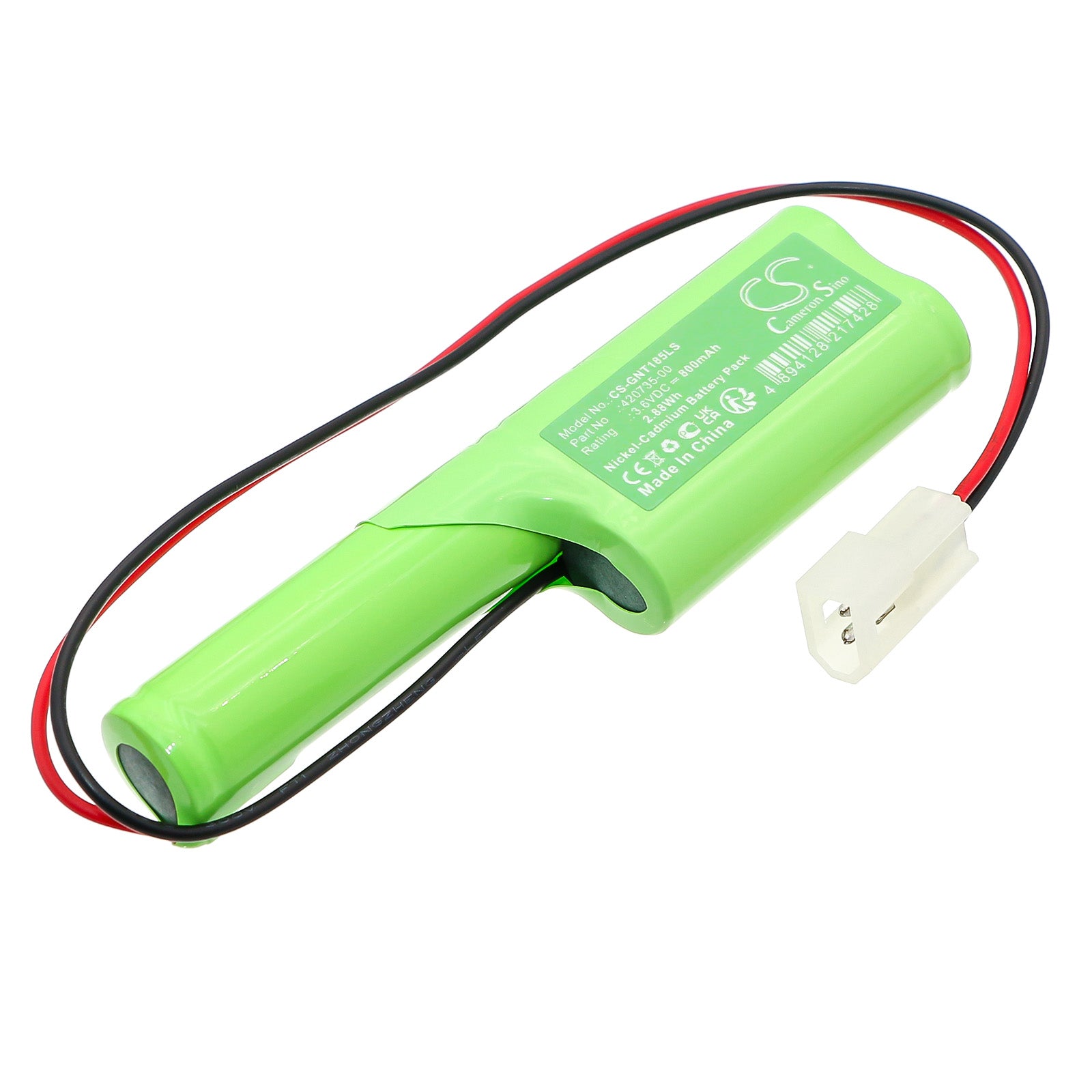 3.6V, Ni-CD, 800mAh, Battery fits Genlyte 52-0185, 62-0185, 2.88Wh Emergency Lighting Cameron Sino Technology Limited