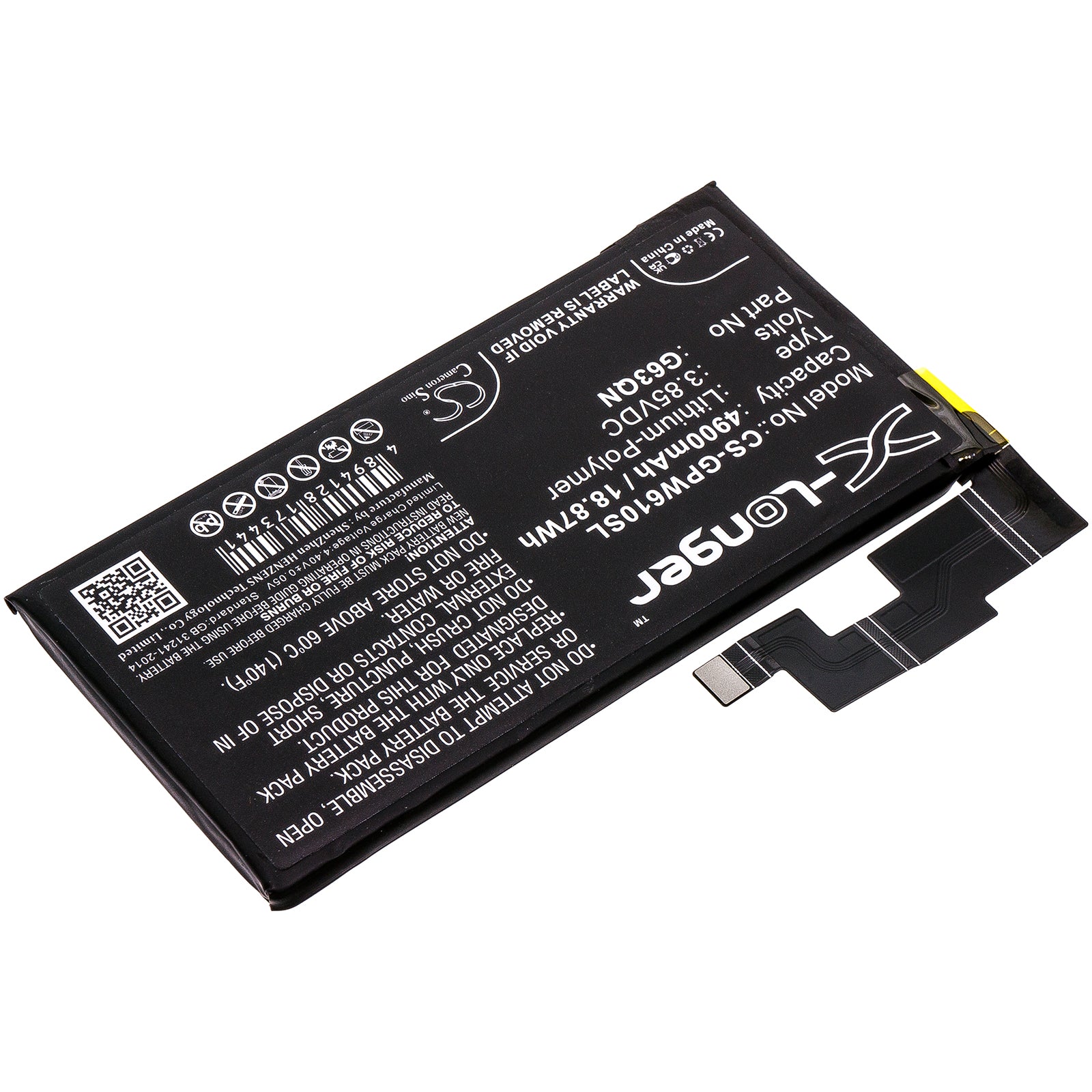 Li-Polymer, Mobile, SmartPhone Battery fits Google G8vou, Gf5kq, 3.85V, 4900mAh Mobile, SmartPhone Cameron Sino Technology Limited