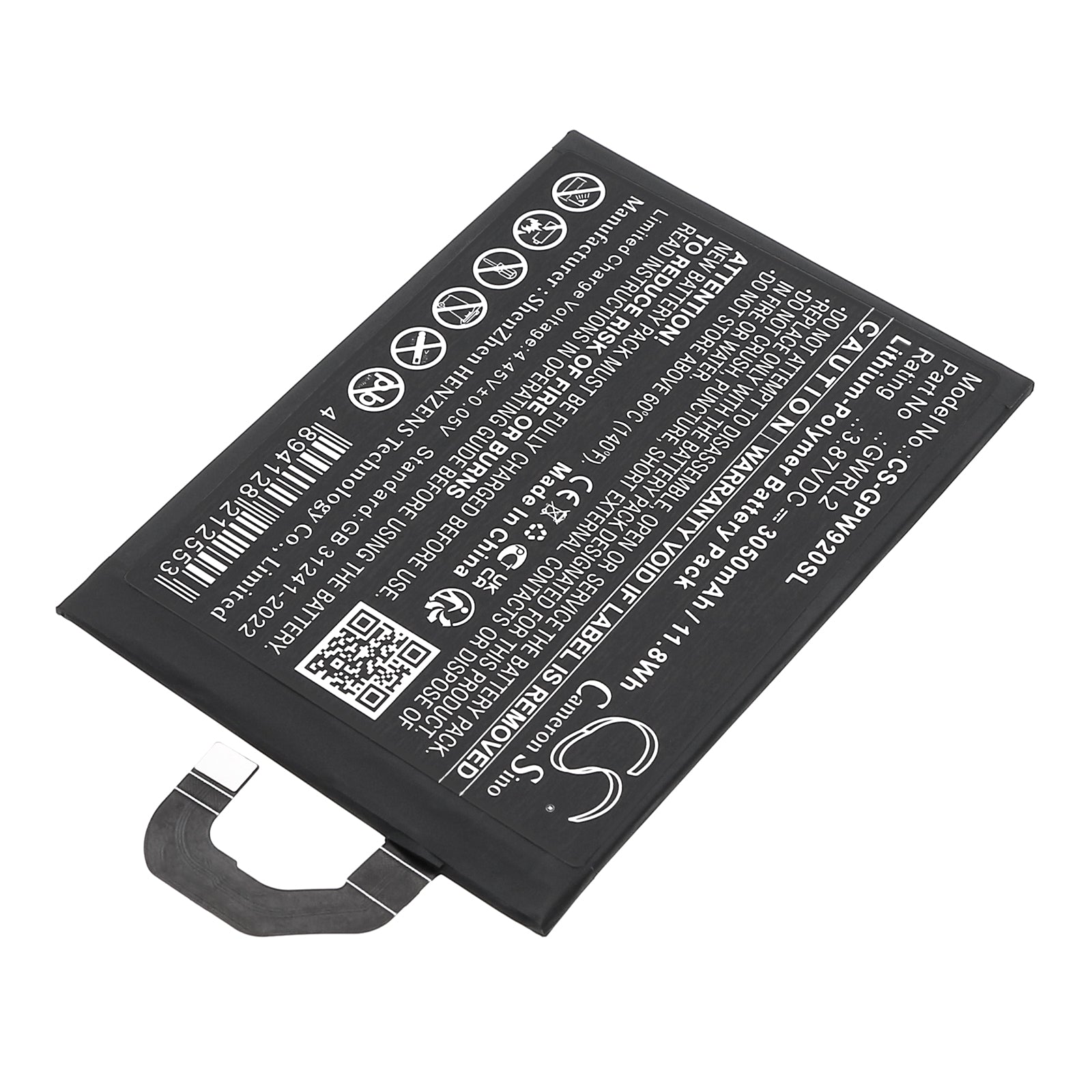 3.87V, Li-Polymer, 3050mAh, Battery fits Google GC15S, GGH2X, 11.8Wh Mobile, SmartPhone Cameron Sino Technology Limited