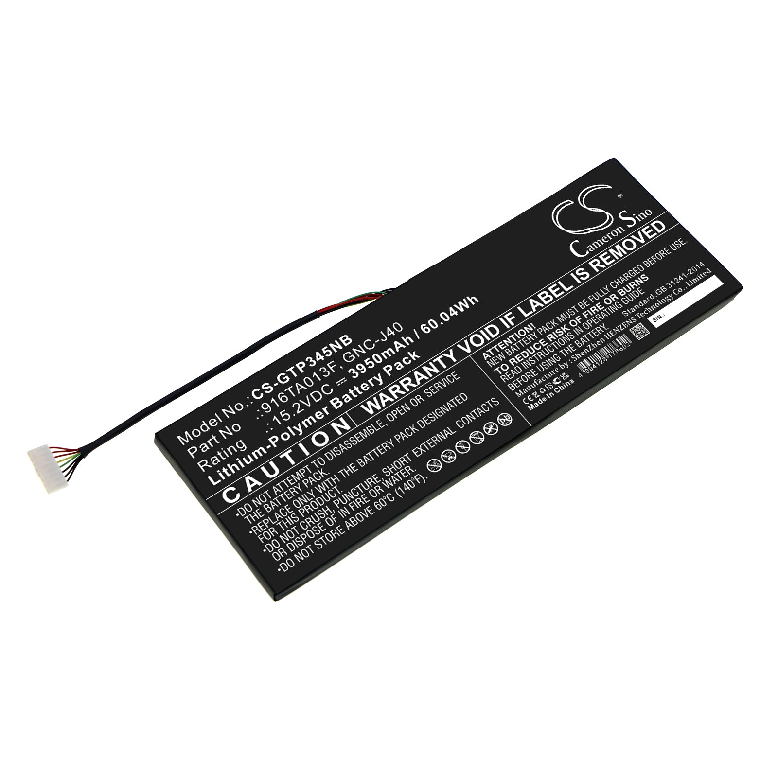Li-Polymer, Notebook, Laptop Battery fits Gateway P34w V4, P34w V5, 15.2V, 3950mAh Notebook, Laptop Cameron Sino Technology Limited
