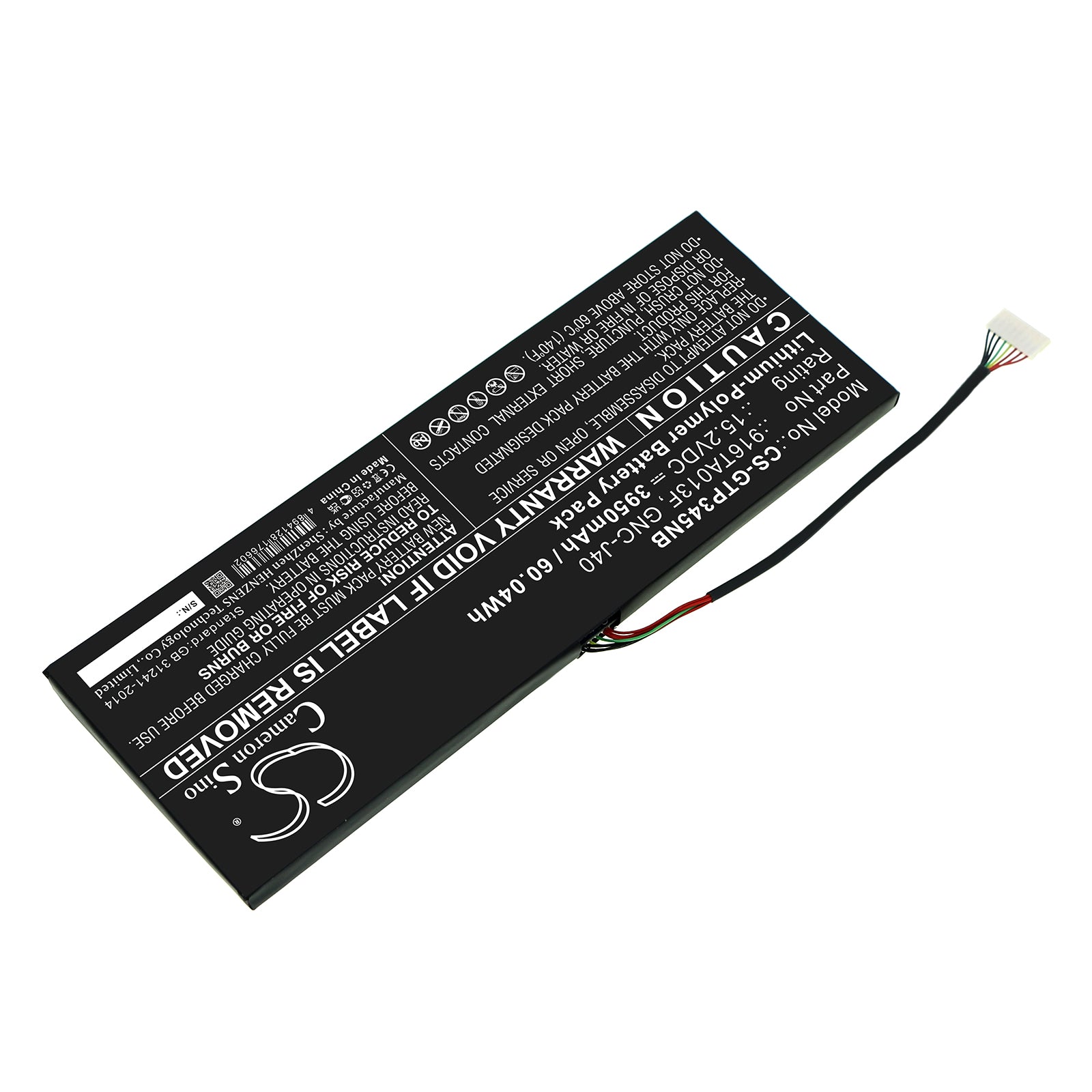 Li-Polymer, Notebook, Laptop Battery fits Gateway P34w V4, P34w V5, 15.2V, 3950mAh Notebook, Laptop Cameron Sino Technology Limited