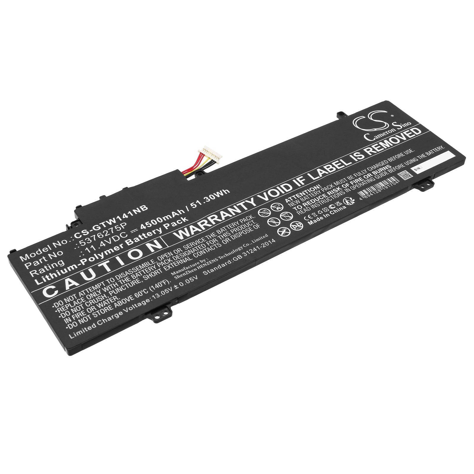 Li-Polymer, Notebook, Laptop Battery fits Gateway Gwnr71517-bk, Gwtn141-10bk, 11.4V, 4500mAh Notebook, Laptop Cameron Sino Technology Limited