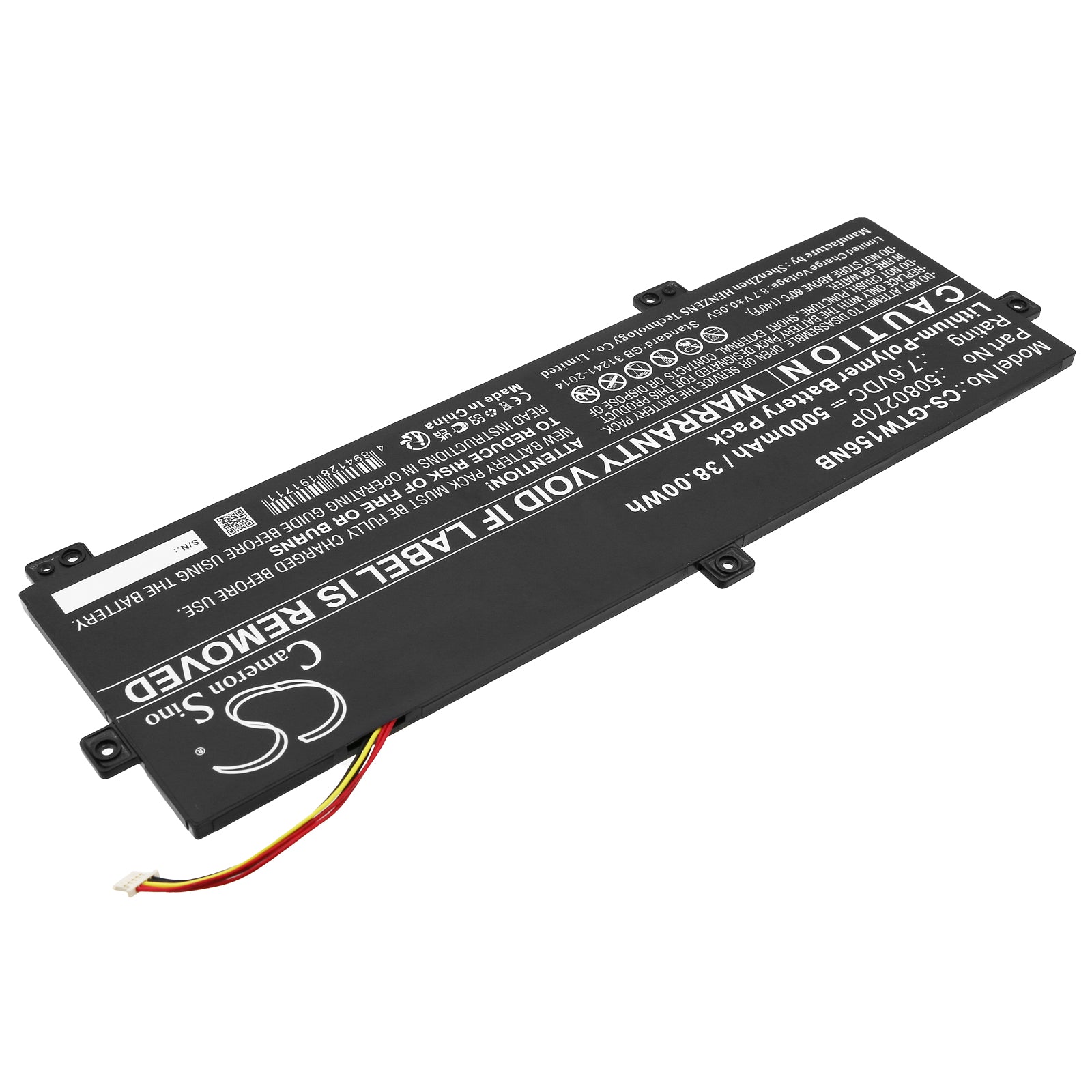 Li-Polymer, Notebook, Laptop Battery fits Gateway Gwtn156-11bk, 7.6V, 5000mAh Notebook, Laptop Cameron Sino Technology Limited