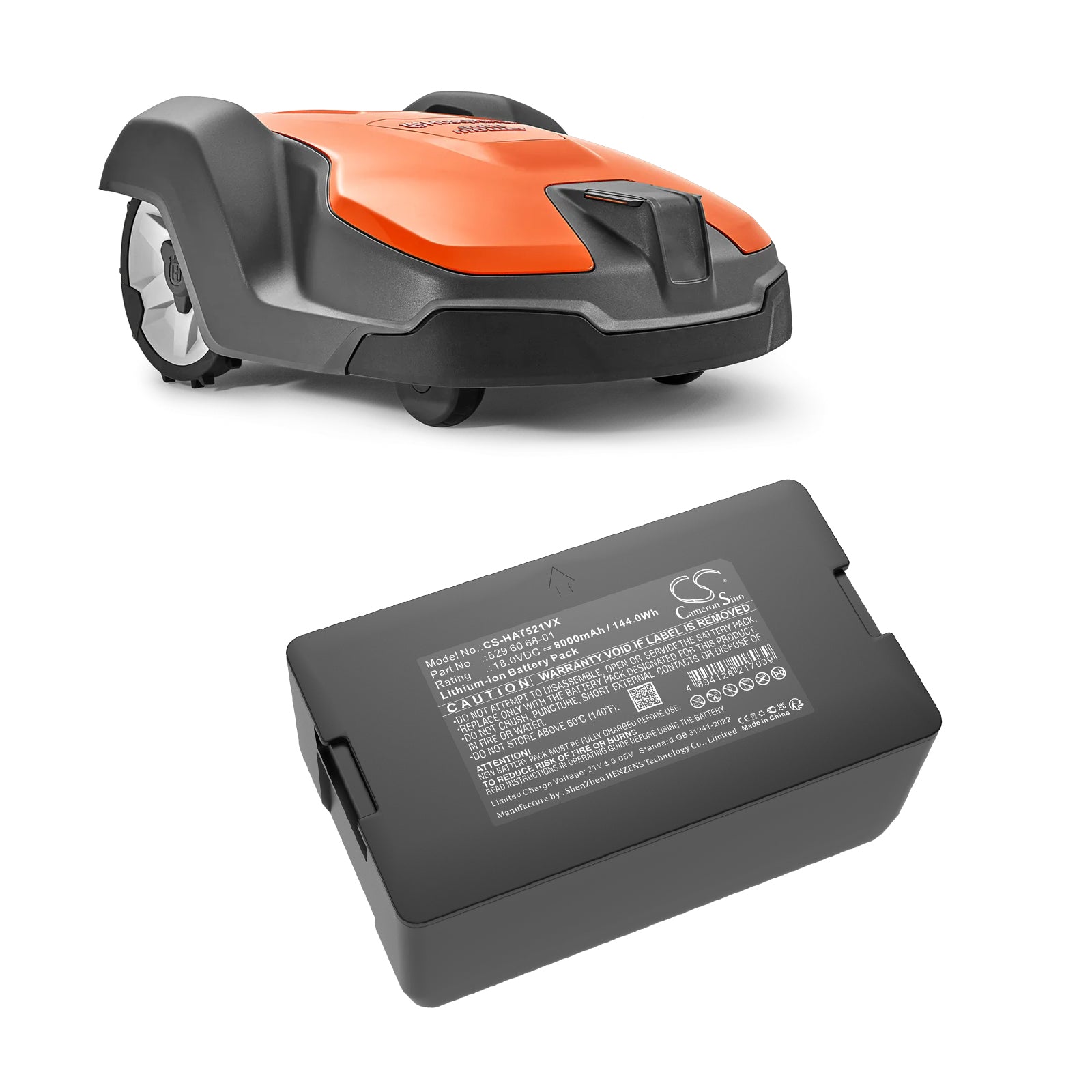 18V, Li-ion, 8000mAh, Battery fits Husqvarna Automower 430XH 2019, Automower 450X 2019, 144Wh Lawn Mowers Cameron Sino Technology Limited