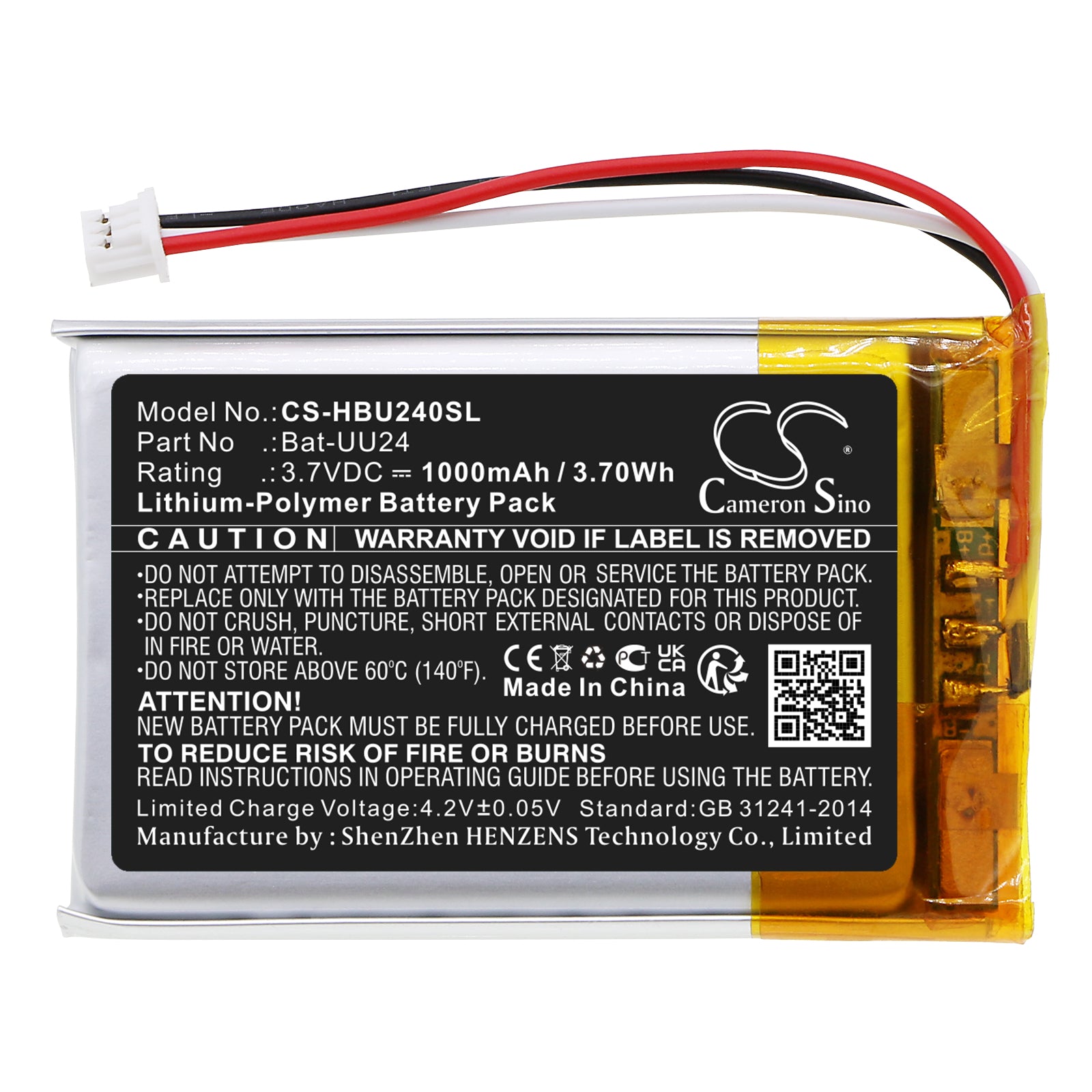 Li-Polymer, BabyPhone Battery fits Ghb Uu24, Uu24rx, 3.7V, 1000mAh BabyPhone Cameron Sino Technology Limited